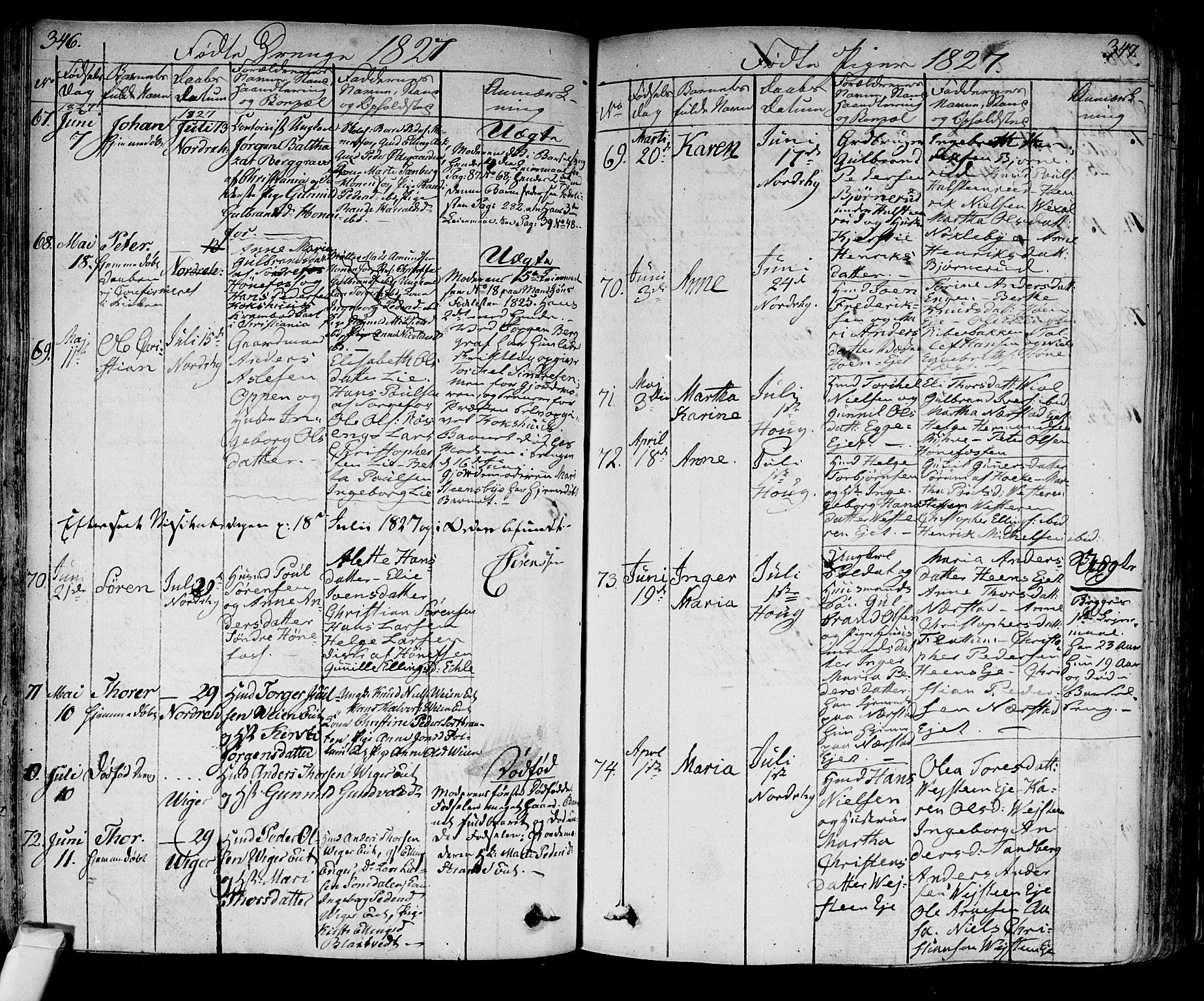 Norderhov kirkebøker, SAKO/A-237/F/Fa/L0009: Parish register (official) no. 9, 1819-1837, p. 346-347