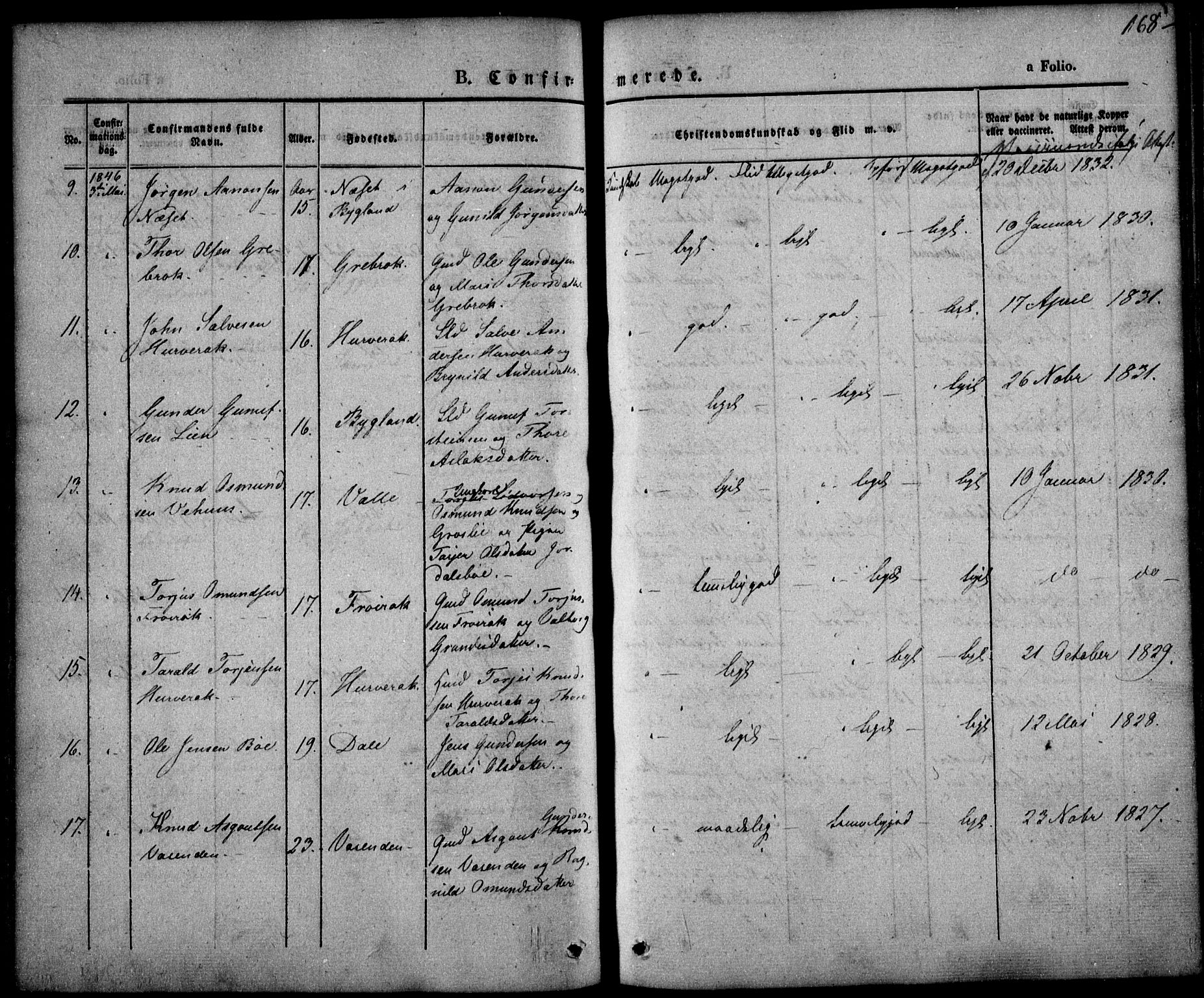 Bygland sokneprestkontor, AV/SAK-1111-0006/F/Fa/Fab/L0004: Parish register (official) no. A 4, 1842-1858, p. 168