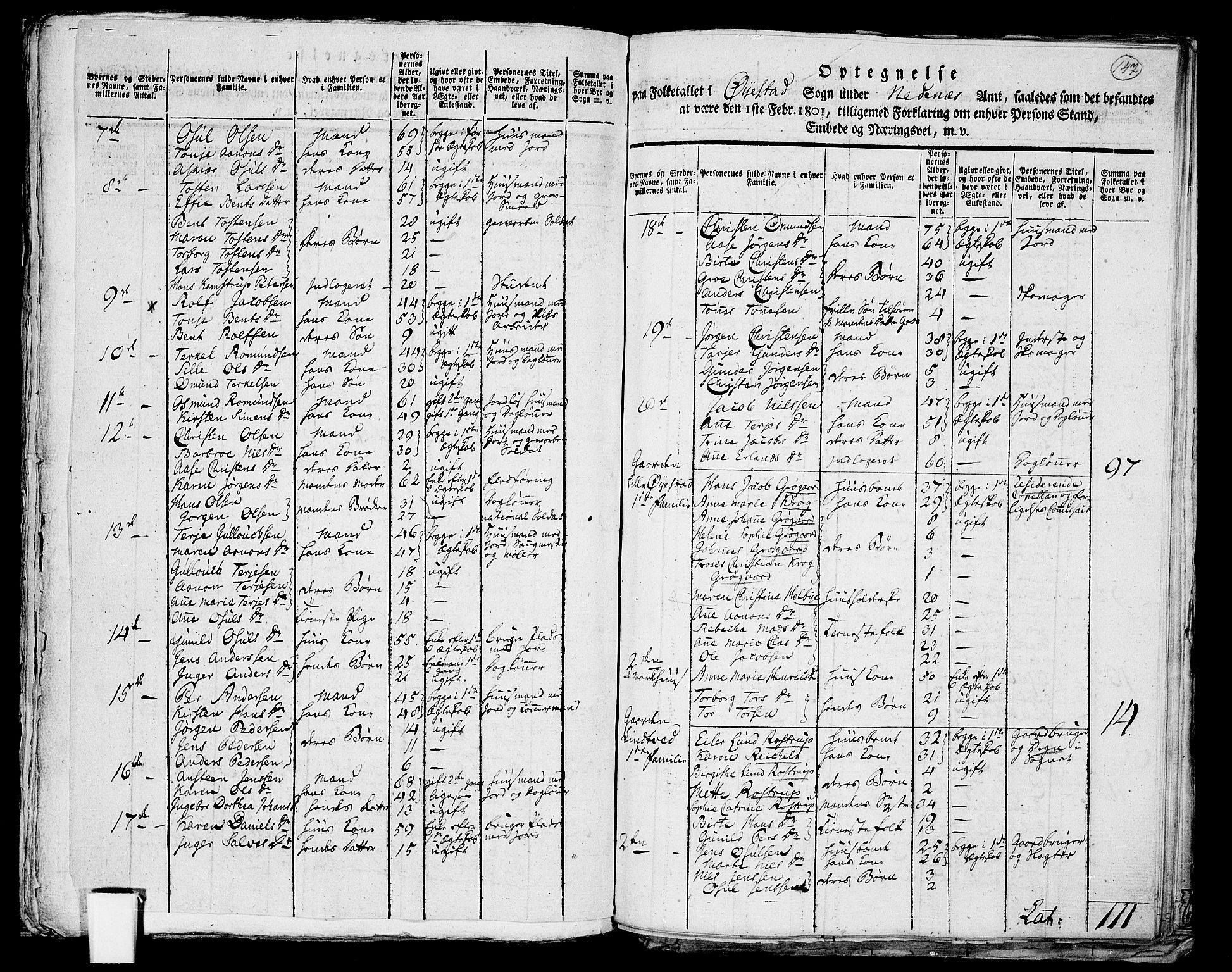 RA, 1801 census for 0920P Øyestad, 1801, p. 146b-147a