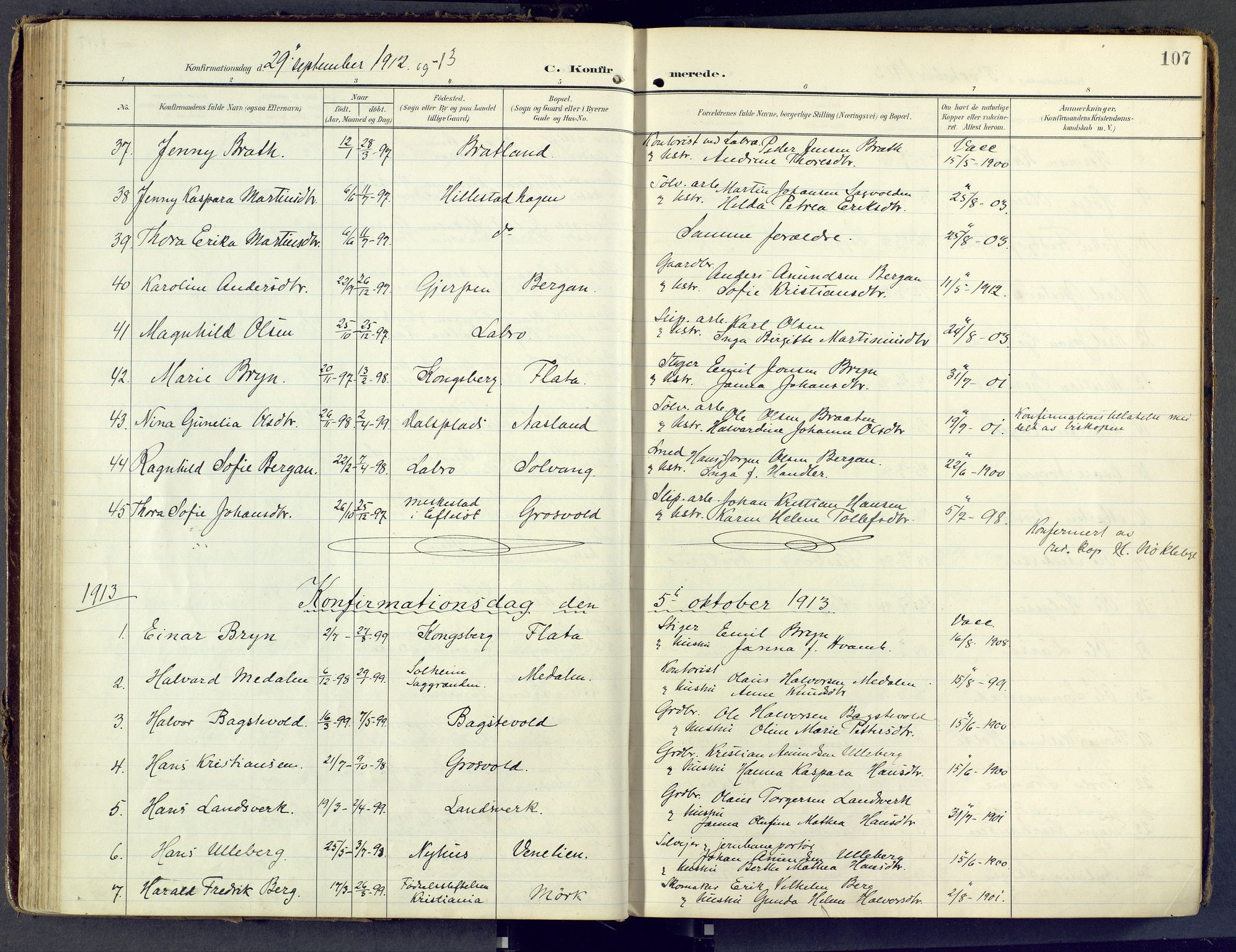 Sandsvær kirkebøker, SAKO/A-244/F/Fd/L0002: Parish register (official) no. IV 2, 1906-1943, p. 107