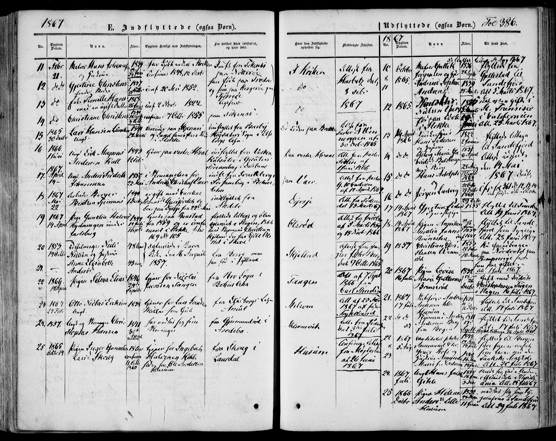 Stokke kirkebøker, AV/SAKO-A-320/F/Fa/L0008: Parish register (official) no. I 8, 1858-1871, p. 386