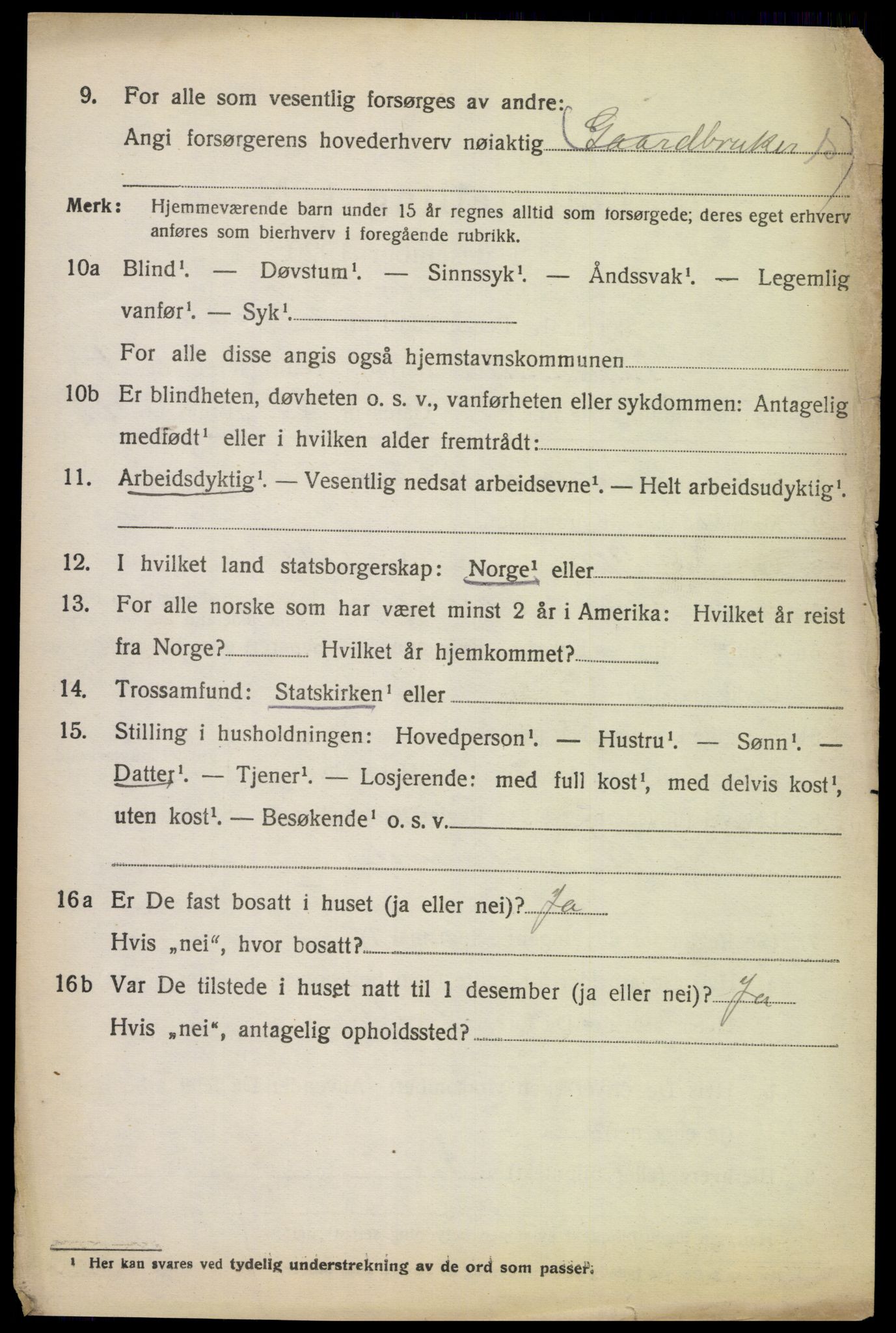 SAK, 1920 census for Randesund, 1920, p. 1065