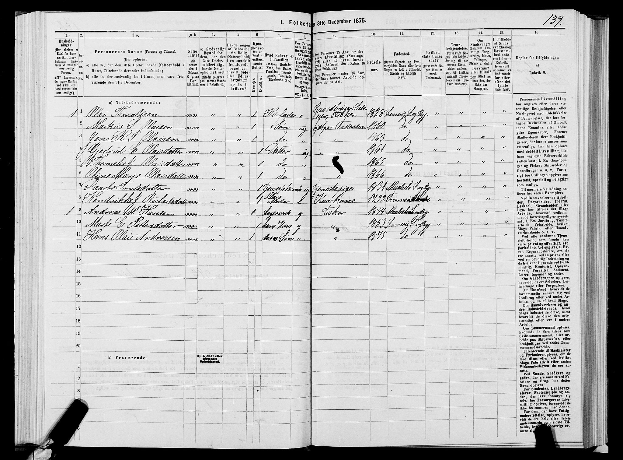 SATØ, 1875 census for 1931P Lenvik, 1875, p. 1139