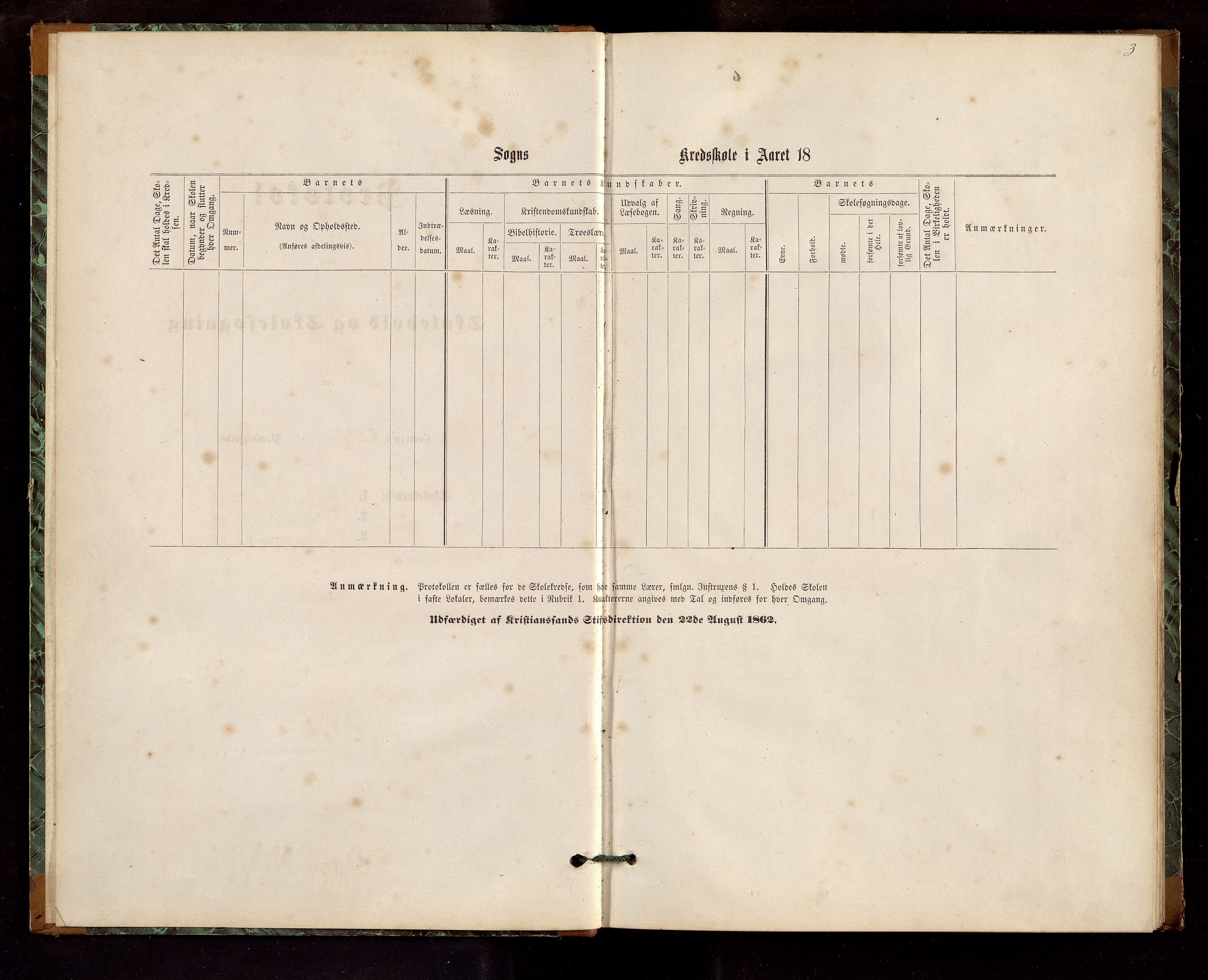 Randesund kommune - Vestre Randesund skolekrets, ARKSOR/1001RA558/H/L0001: Skoleprotokoll, 1870-1885