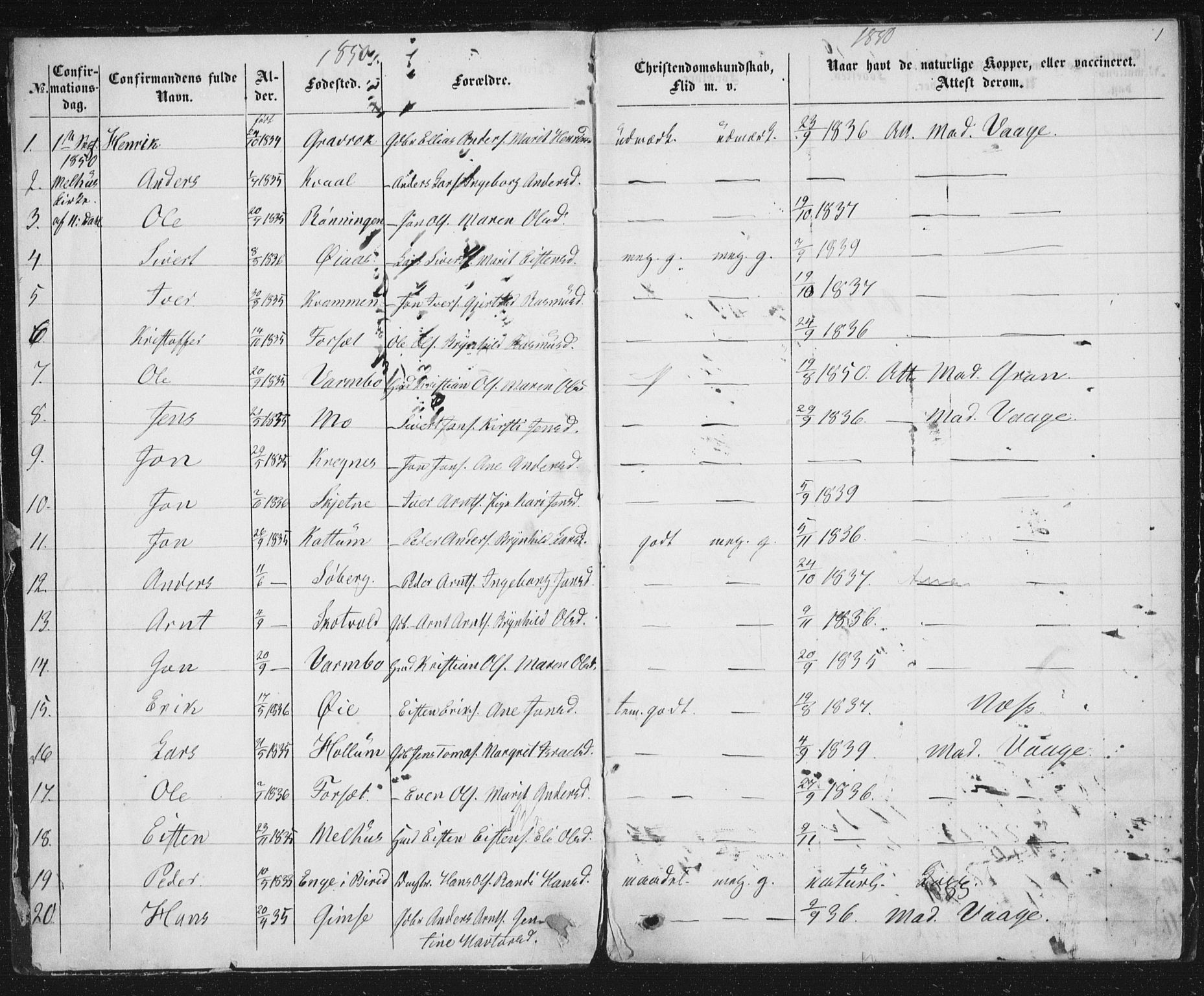Ministerialprotokoller, klokkerbøker og fødselsregistre - Sør-Trøndelag, SAT/A-1456/691/L1075: Parish register (official) no. 691A07, 1850-1852, p. 1