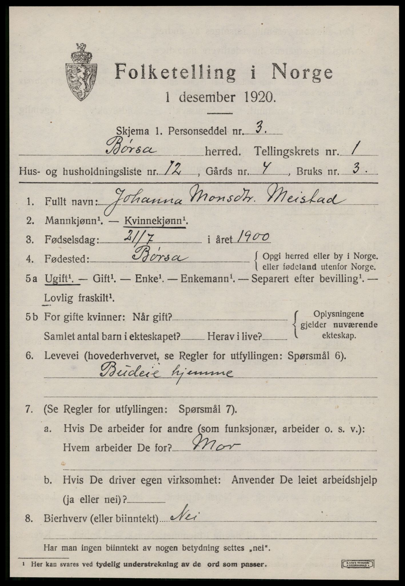 SAT, 1920 census for Børsa, 1920, p. 711