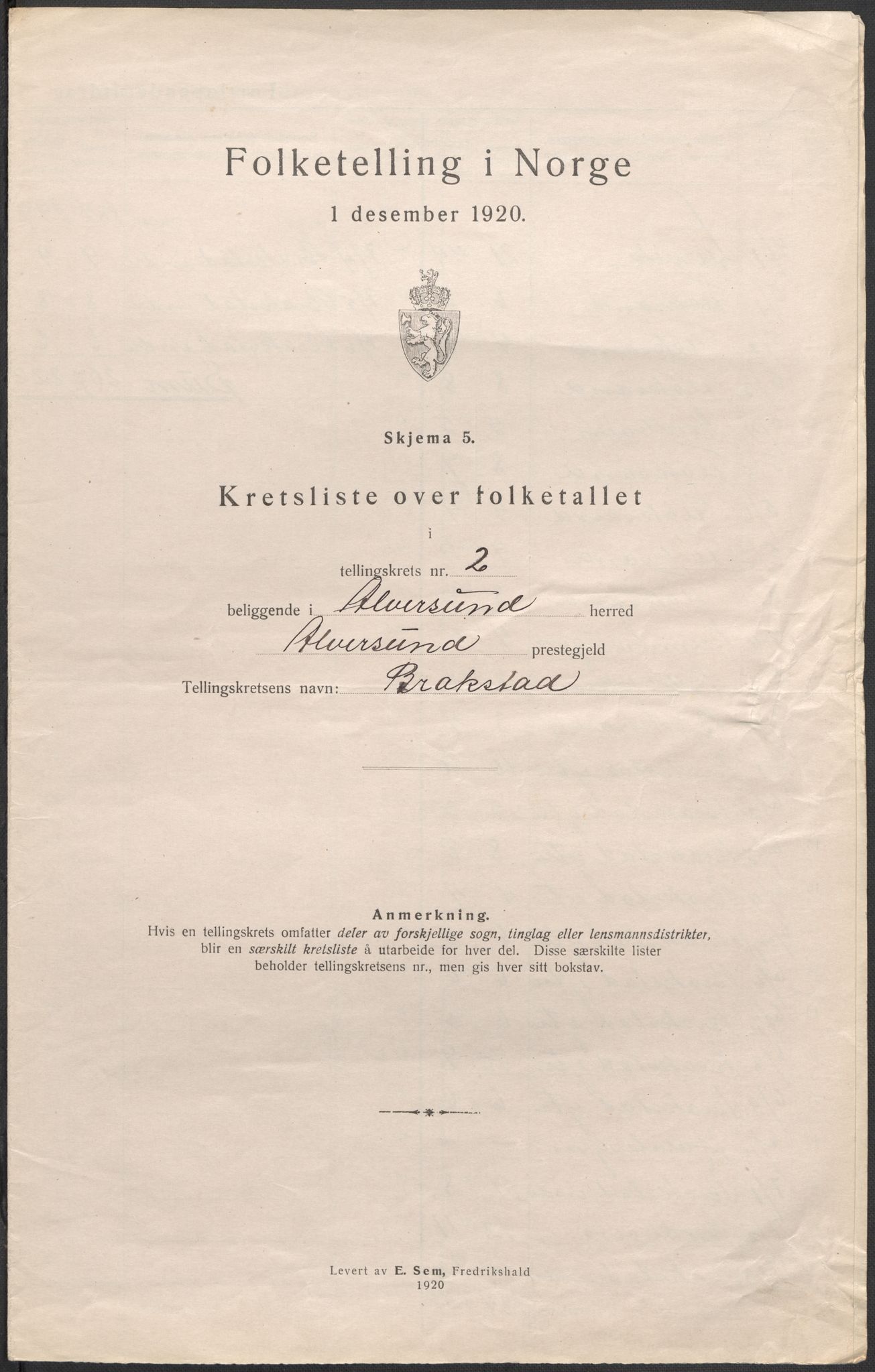 SAB, 1920 census for Alversund, 1920, p. 8