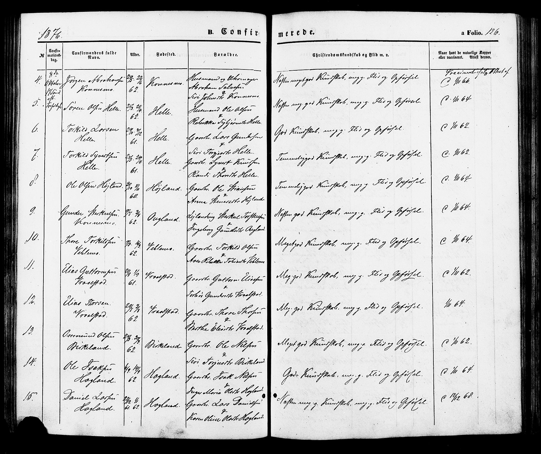 Nord-Audnedal sokneprestkontor, AV/SAK-1111-0032/F/Fa/Faa/L0002: Parish register (official) no. A 2, 1857-1882, p. 126