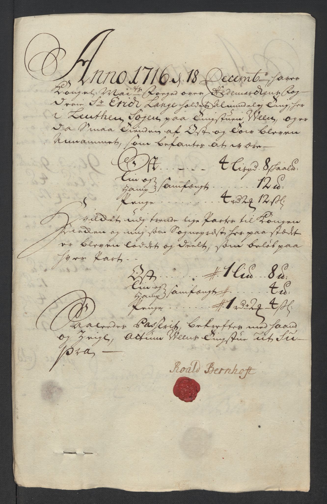 Rentekammeret inntil 1814, Reviderte regnskaper, Fogderegnskap, RA/EA-4092/R16/L1055: Fogderegnskap Hedmark, 1716, p. 243