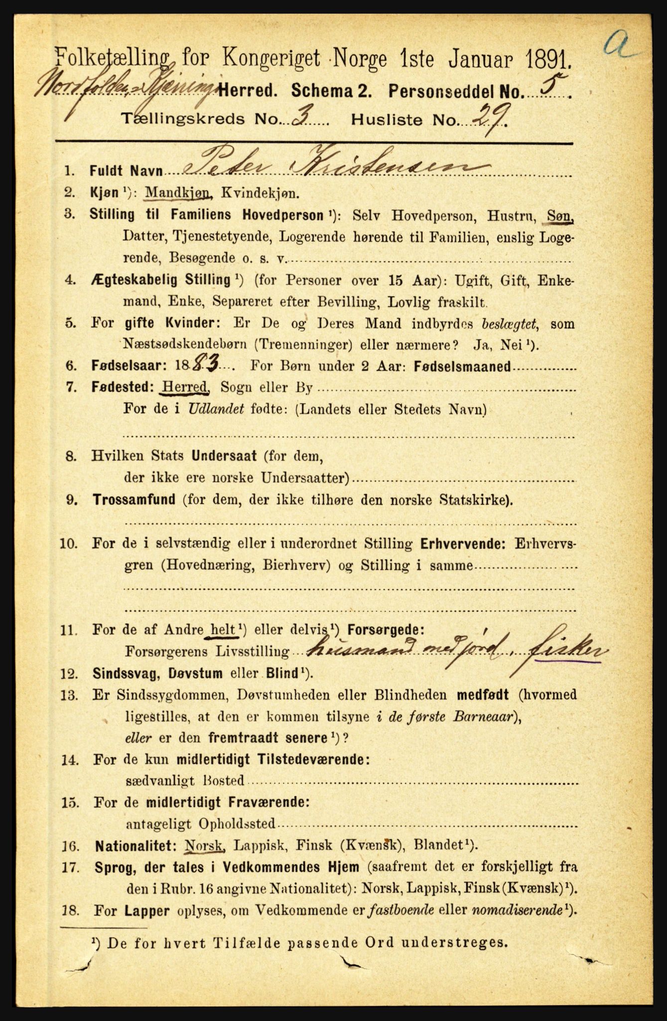 RA, 1891 census for 1846 Nordfold-Kjerringøy, 1891, p. 895