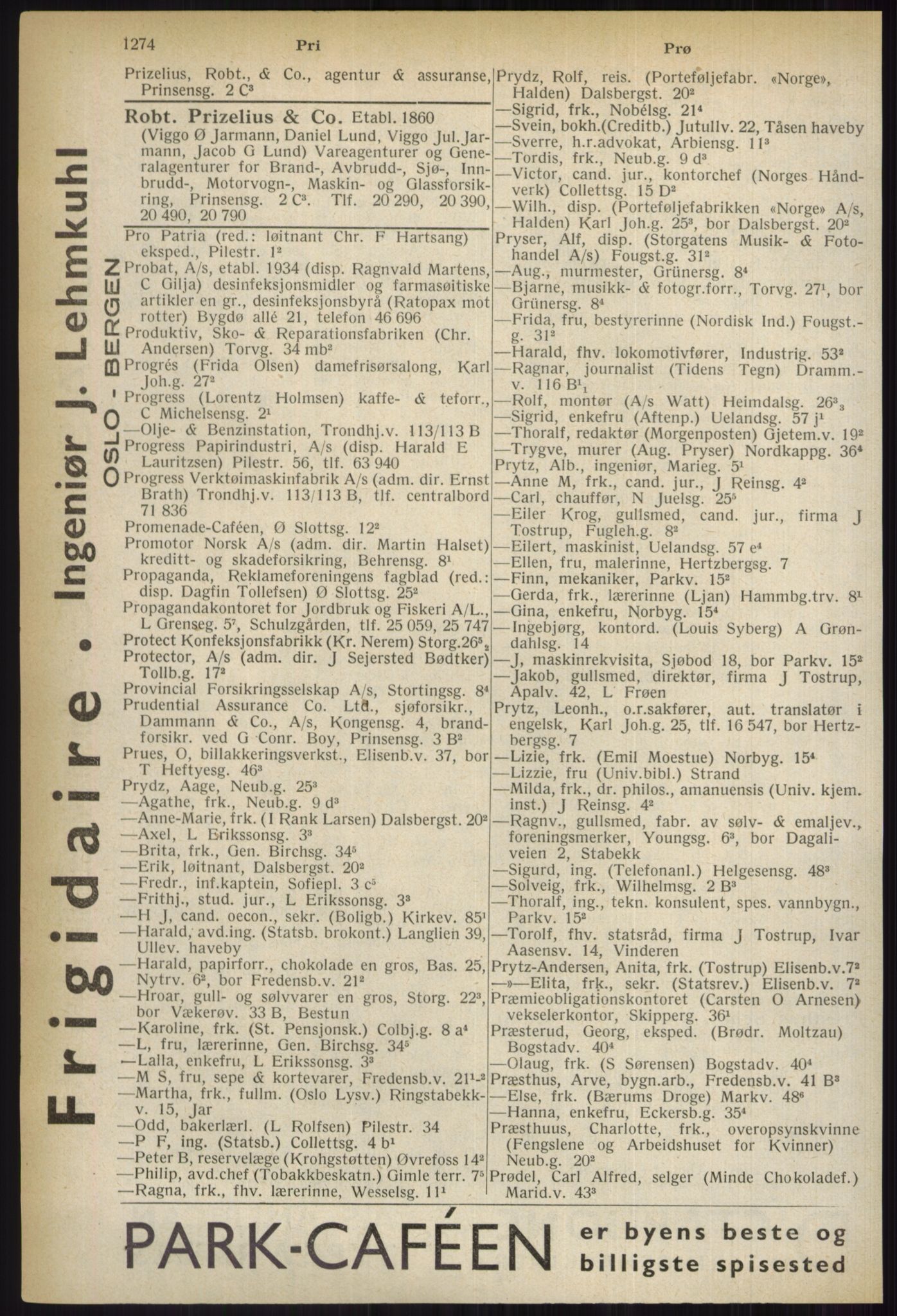 Kristiania/Oslo adressebok, PUBL/-, 1937, p. 1274