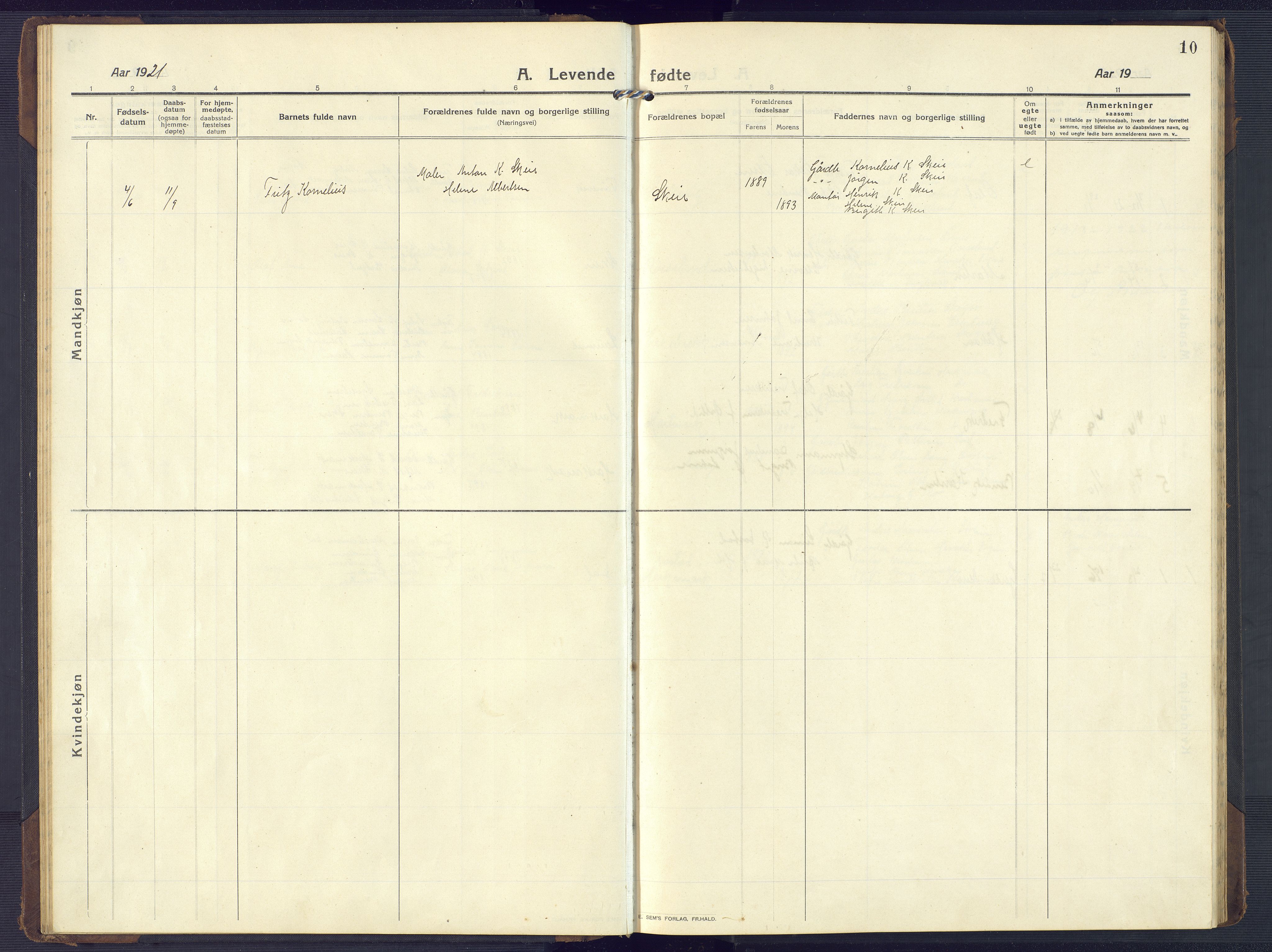 Mandal sokneprestkontor, SAK/1111-0030/F/Fb/Fbb/L0005: Parish register (copy) no. B 5, 1913-1957, p. 10