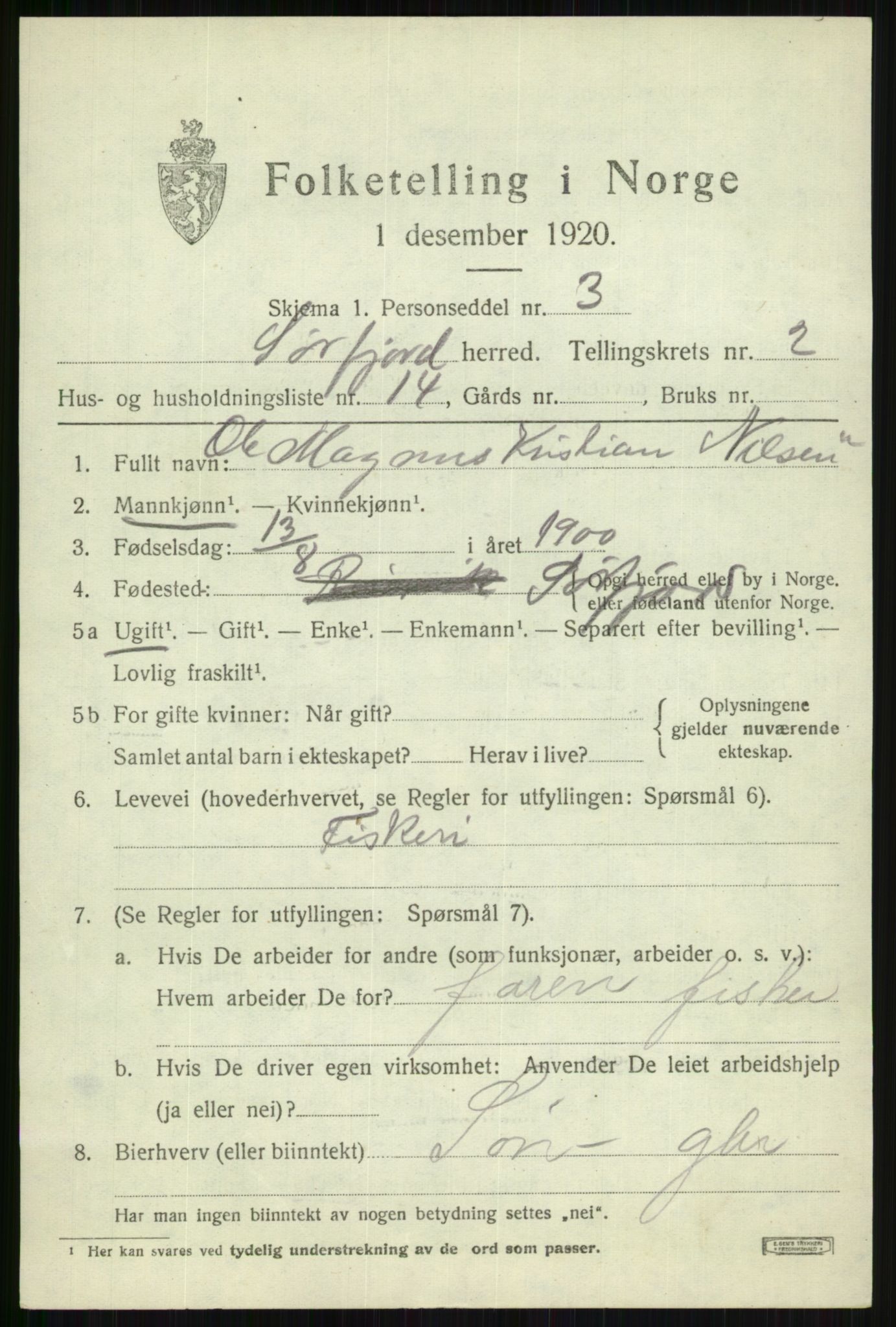 SATØ, 1920 census for Sørfjord, 1920, p. 1002