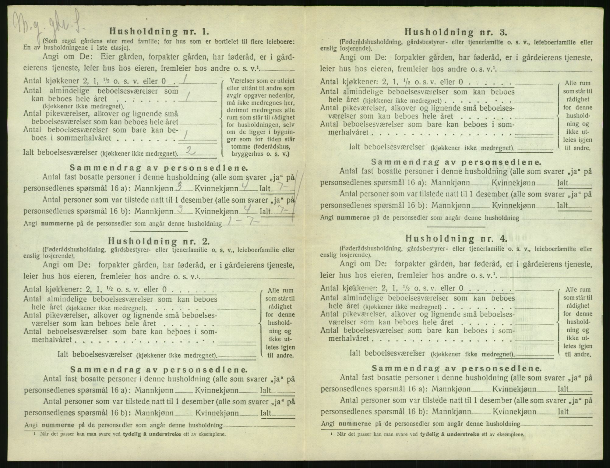 SAK, 1920 census for Vegårshei, 1920, p. 413