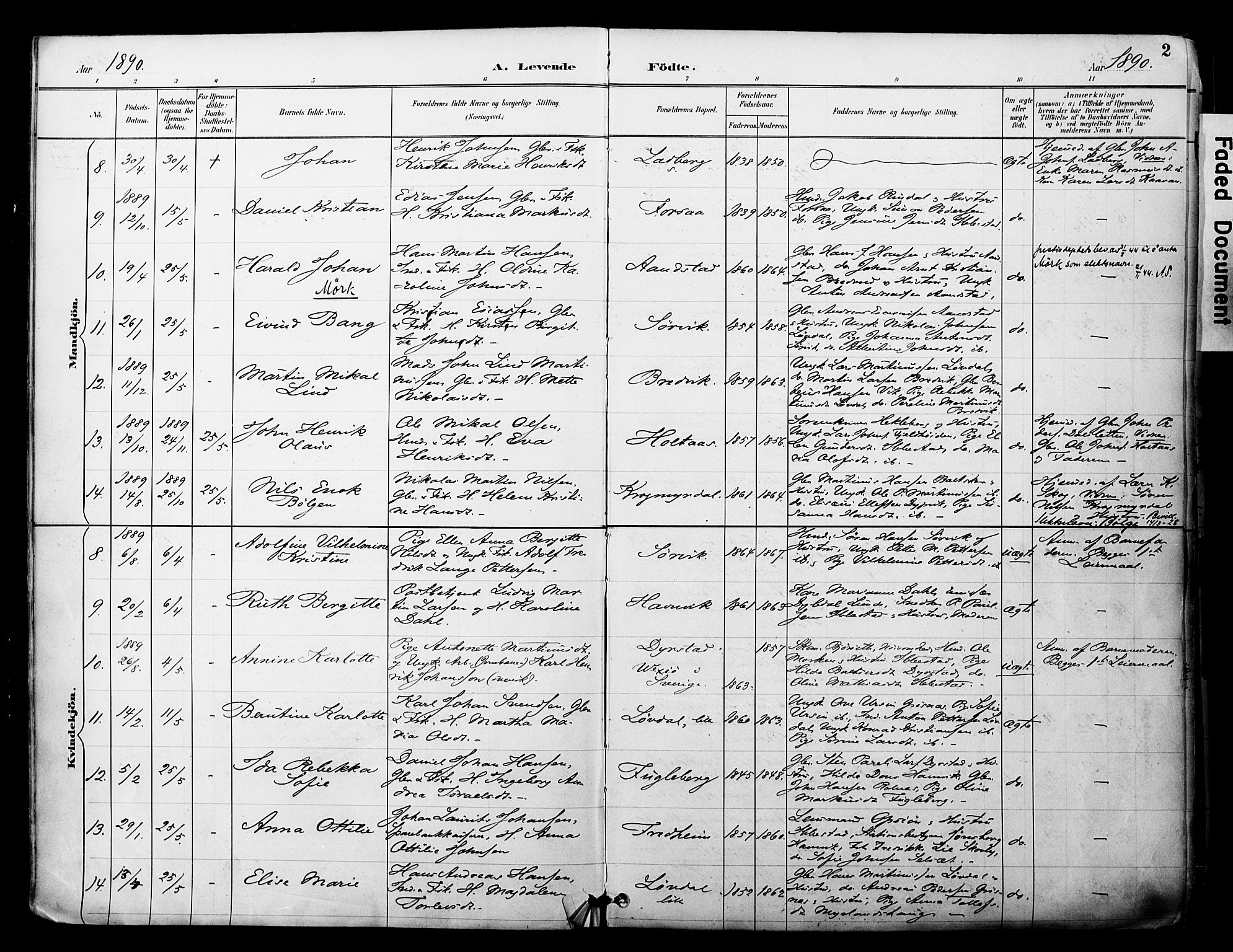 Ibestad sokneprestembete, AV/SATØ-S-0077/H/Ha/Haa/L0012kirke: Parish register (official) no. 12, 1890-1900, p. 2