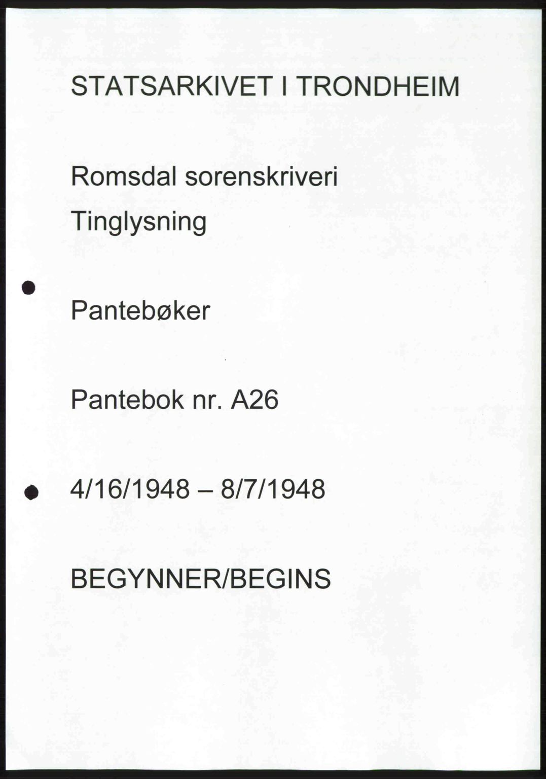 Romsdal sorenskriveri, AV/SAT-A-4149/1/2/2C: Mortgage book no. A26, 1948-1948