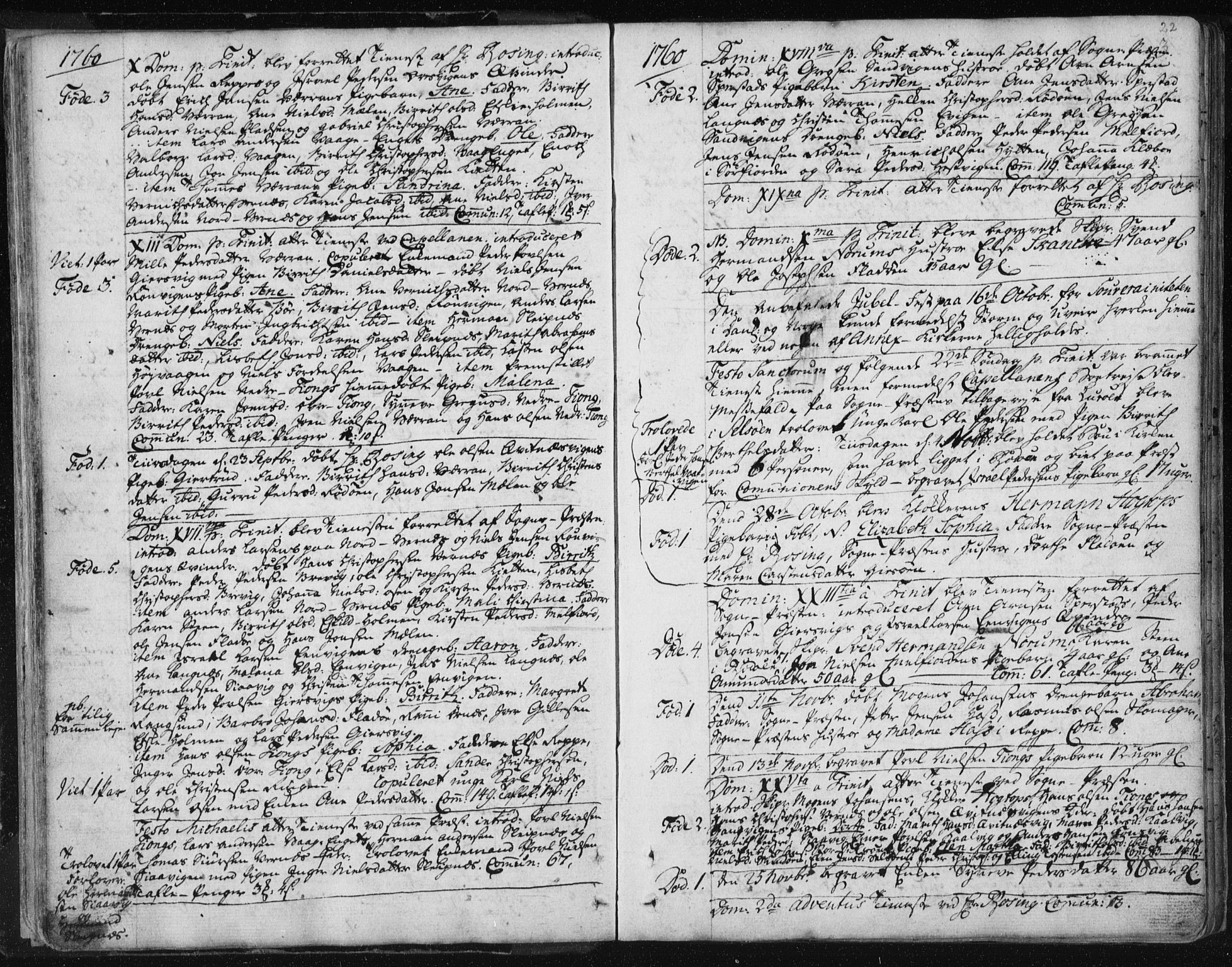 Ministerialprotokoller, klokkerbøker og fødselsregistre - Nordland, SAT/A-1459/841/L0587: Parish register (official) no. 841A02 /1, 1758-1776, p. 22