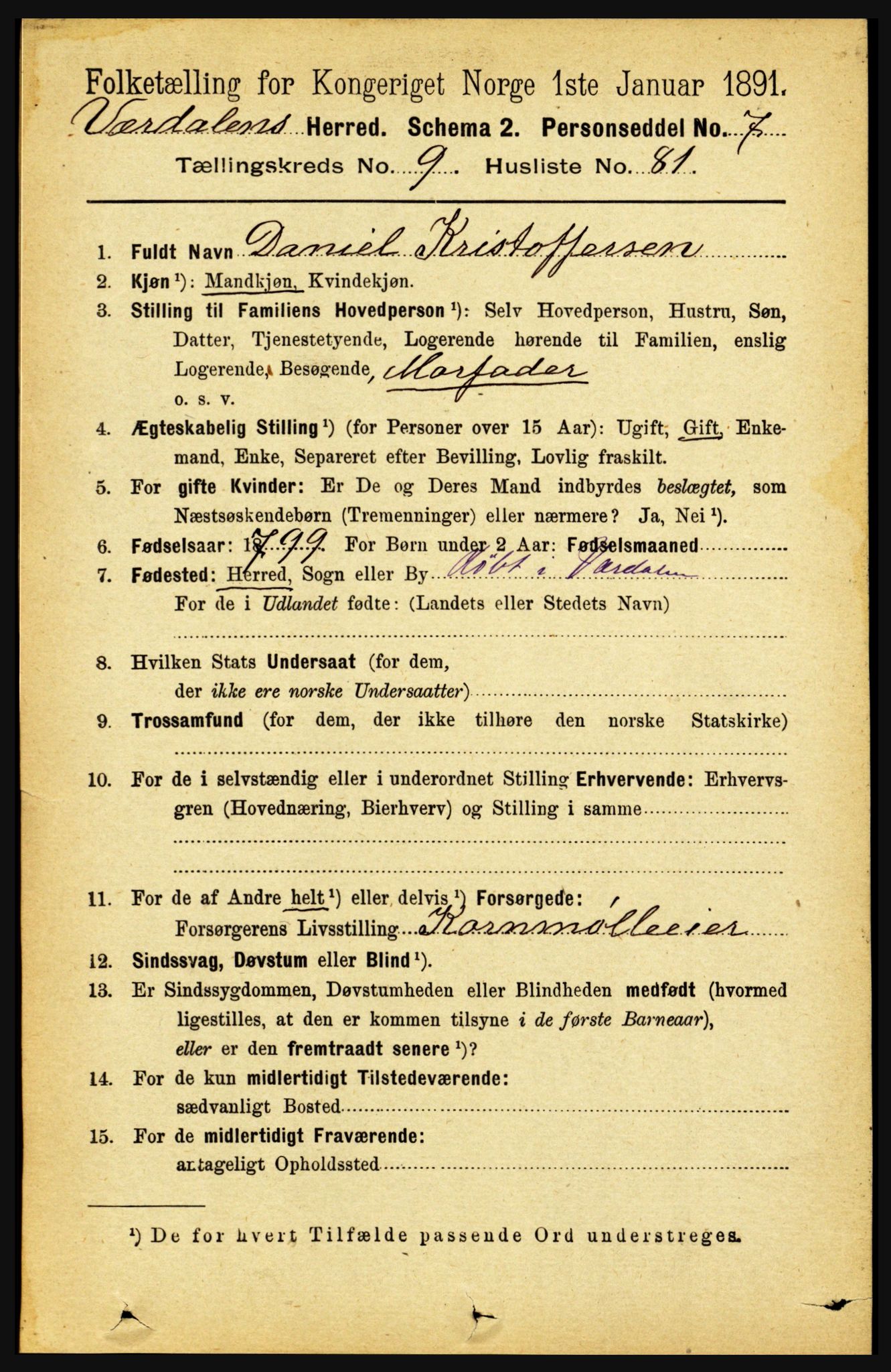 RA, 1891 census for 1721 Verdal, 1891, p. 5523