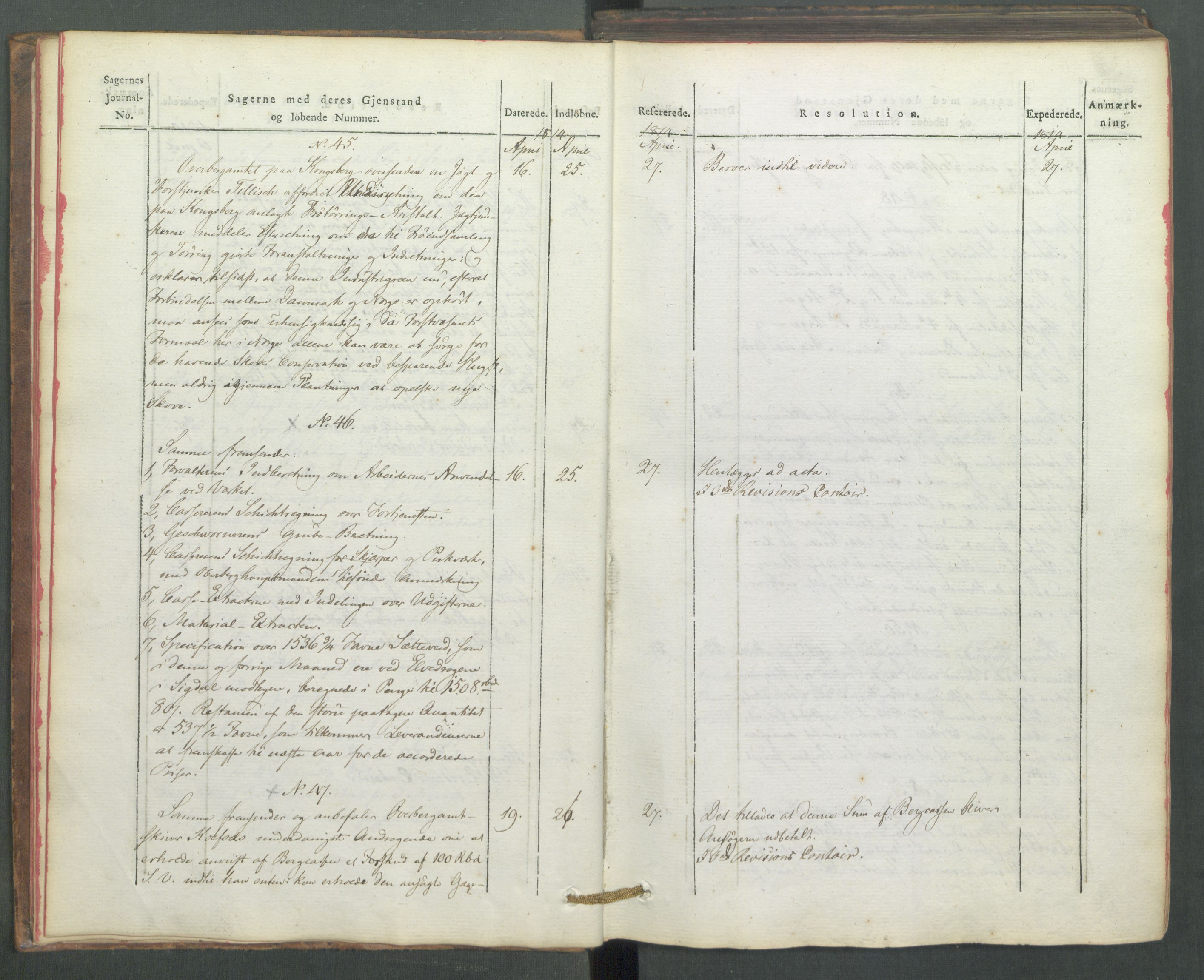 Departementene i 1814, AV/RA-S-3899/Fe/L0054: Journal, 1814