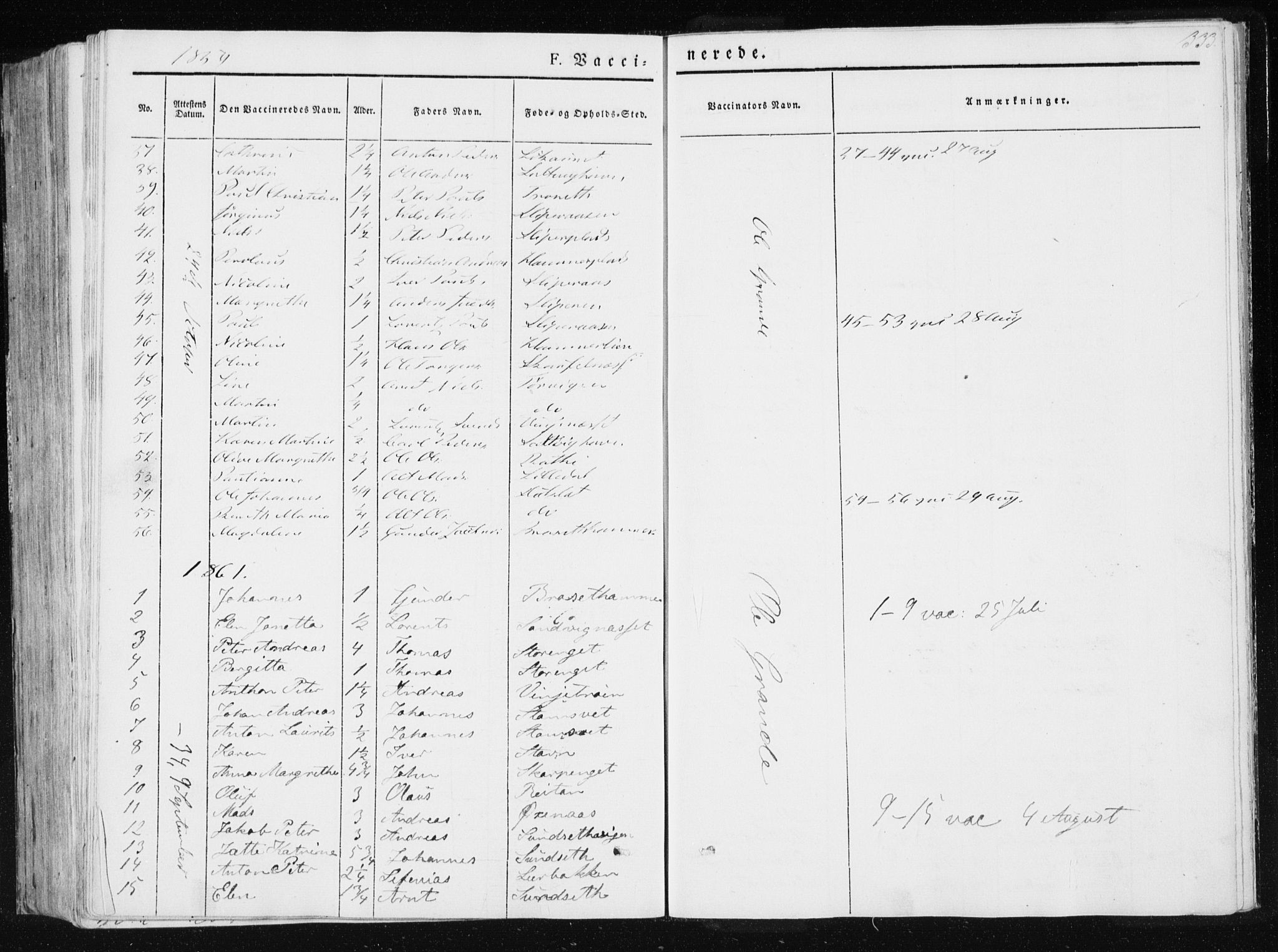 Ministerialprotokoller, klokkerbøker og fødselsregistre - Nord-Trøndelag, SAT/A-1458/733/L0323: Parish register (official) no. 733A02, 1843-1870, p. 333