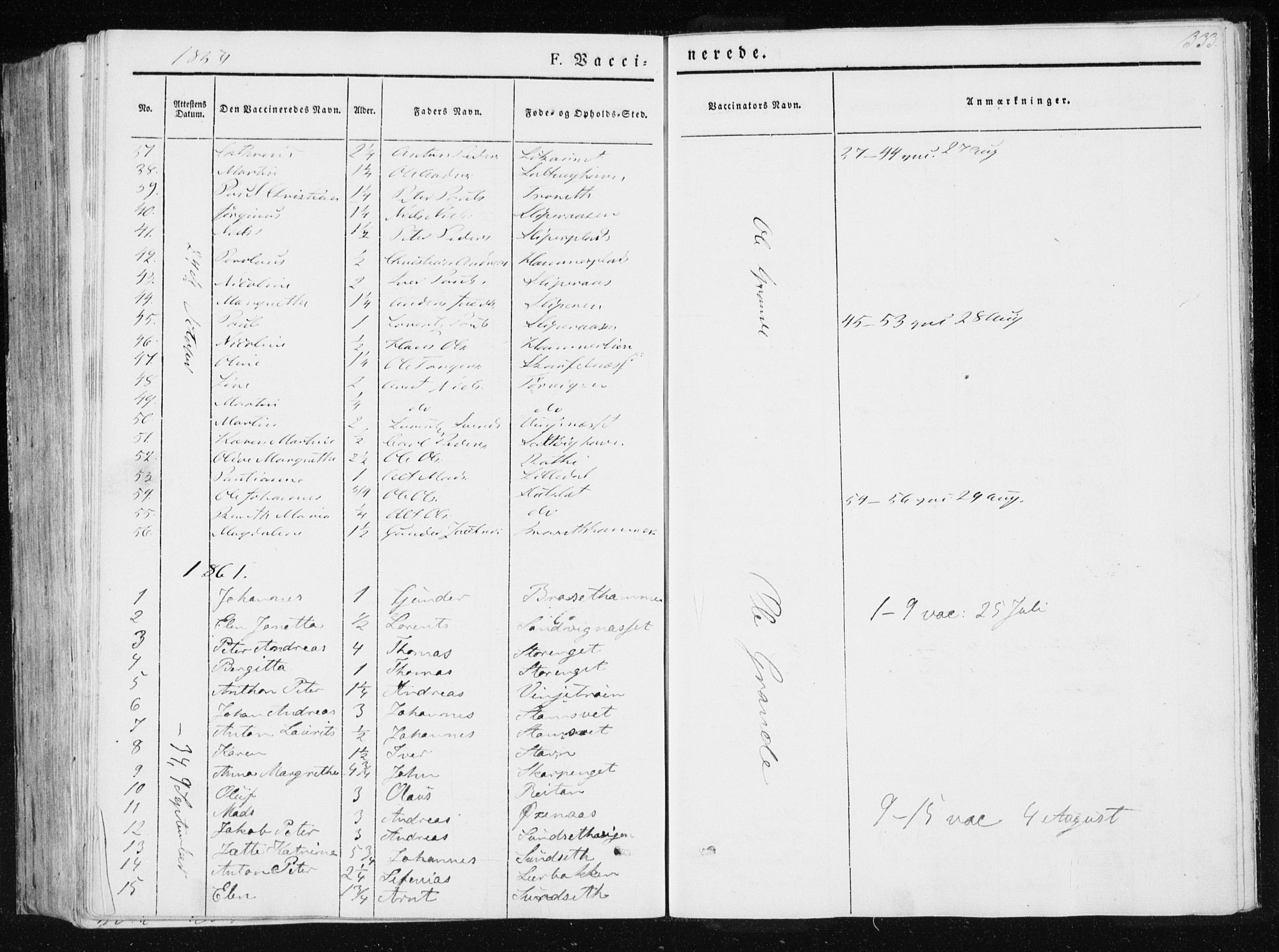 Ministerialprotokoller, klokkerbøker og fødselsregistre - Nord-Trøndelag, AV/SAT-A-1458/733/L0323: Parish register (official) no. 733A02, 1843-1870, p. 333