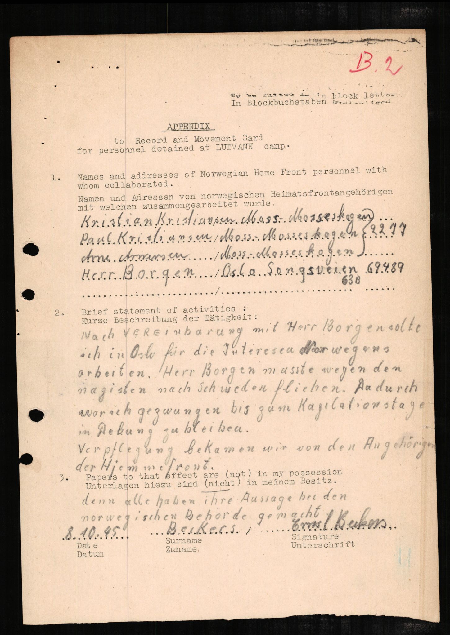 Forsvaret, Forsvarets overkommando II, AV/RA-RAFA-3915/D/Db/L0002: CI Questionaires. Tyske okkupasjonsstyrker i Norge. Tyskere., 1945-1946, p. 369