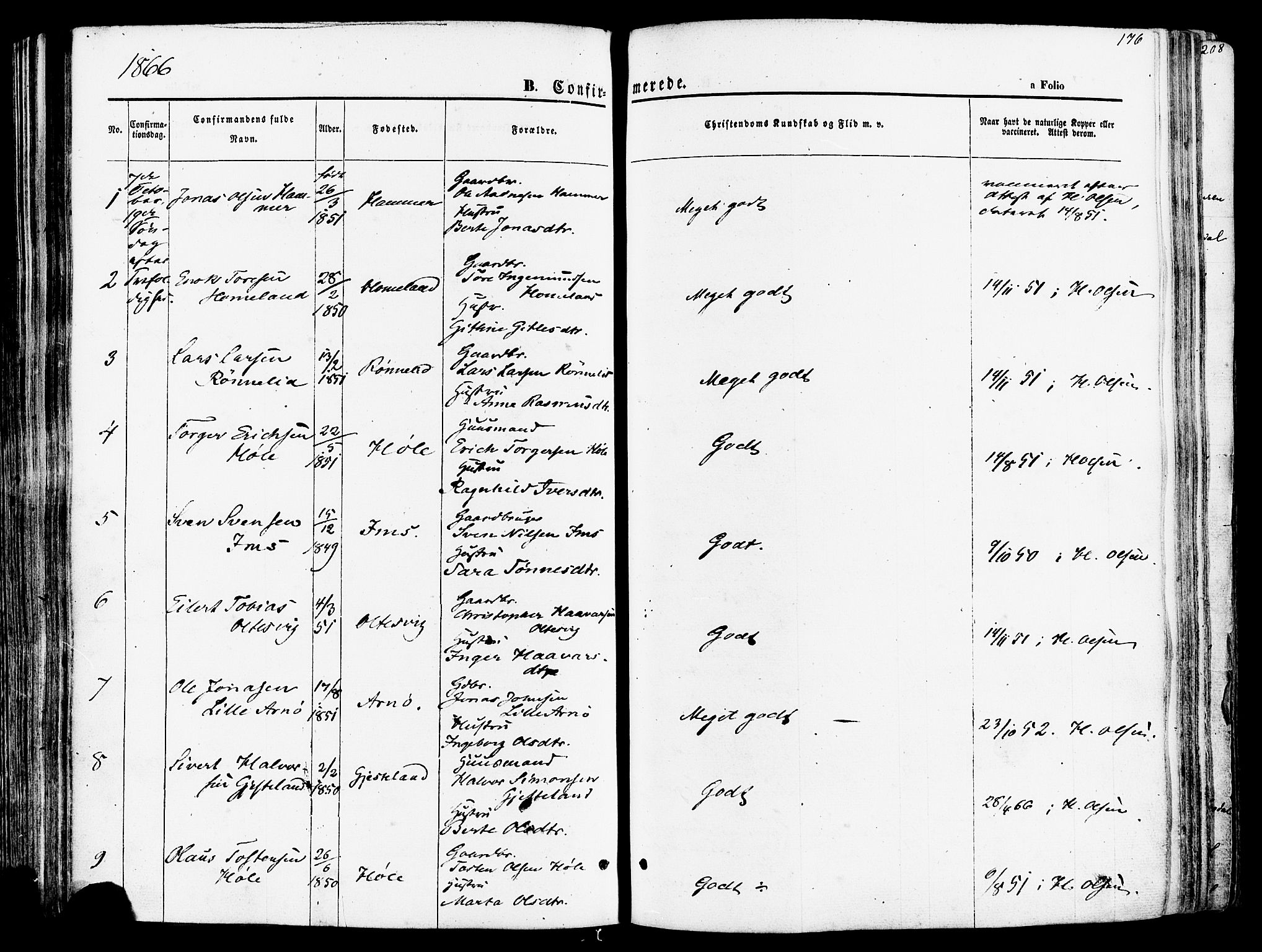 Høgsfjord sokneprestkontor, SAST/A-101624/H/Ha/Haa/L0002: Parish register (official) no. A 2, 1855-1885, p. 176