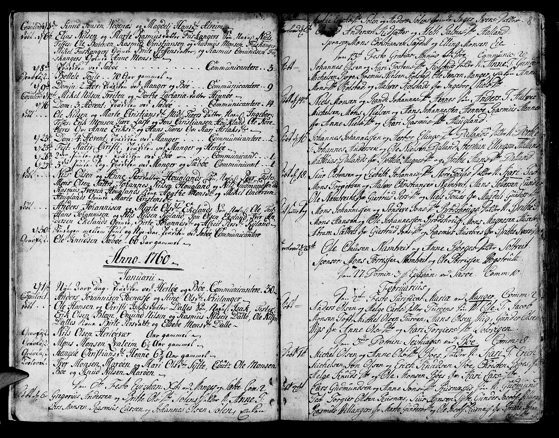 Manger sokneprestembete, SAB/A-76801/H/Haa: Parish register (official) no. A 1, 1759-1791, p. 8