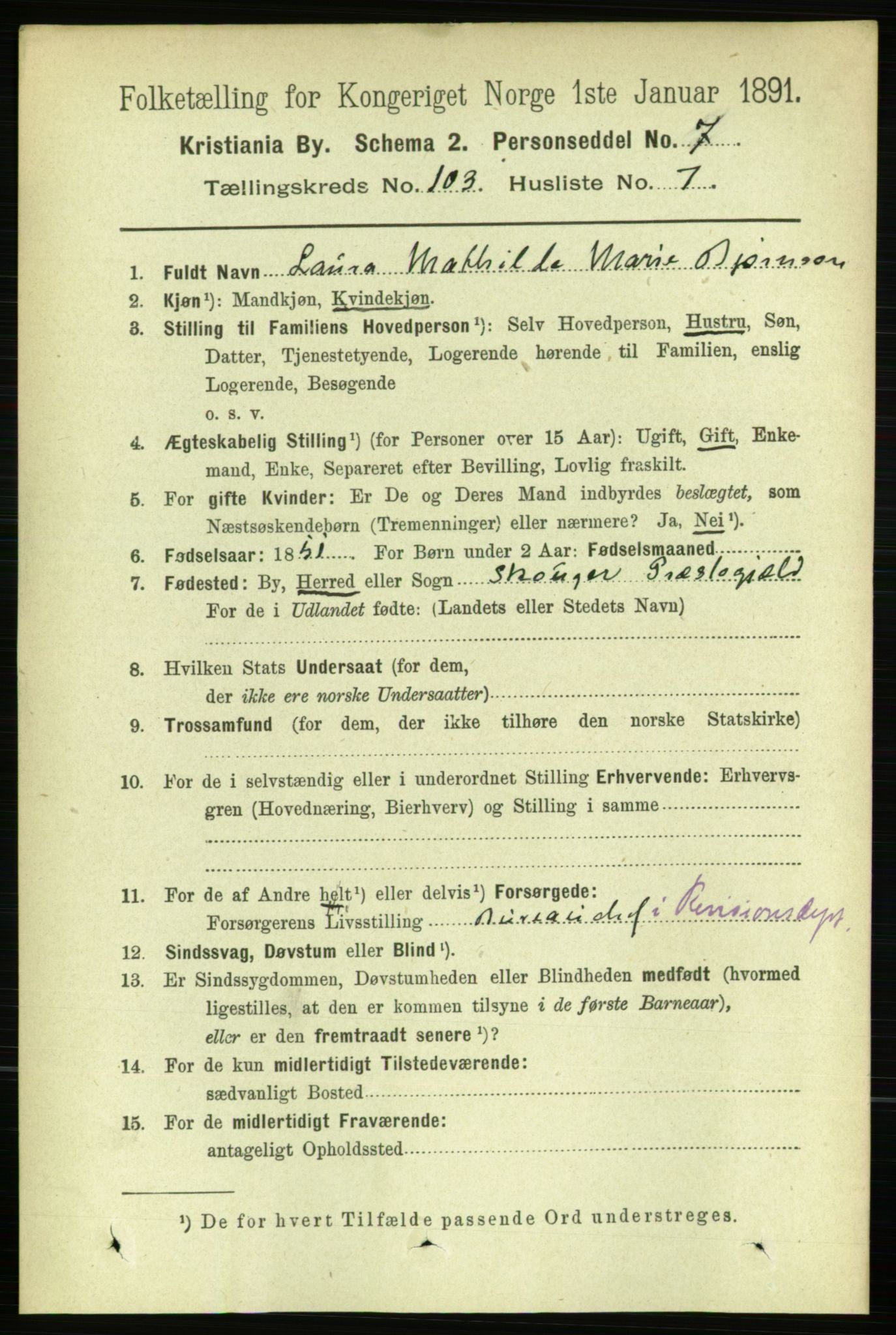 RA, 1891 census for 0301 Kristiania, 1891, p. 51497