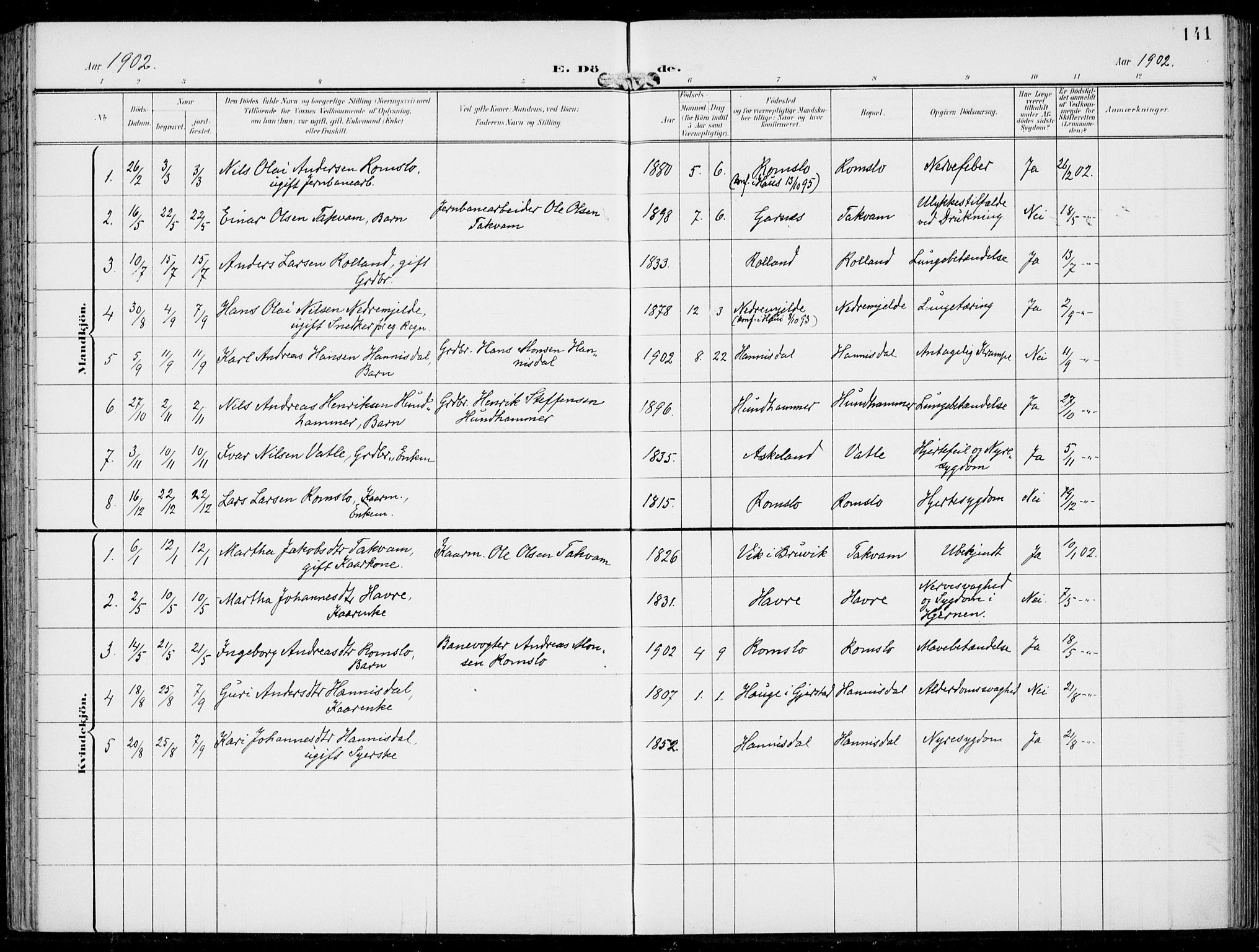 Haus sokneprestembete, SAB/A-75601/H/Haa: Parish register (official) no. B  2, 1899-1912, p. 141