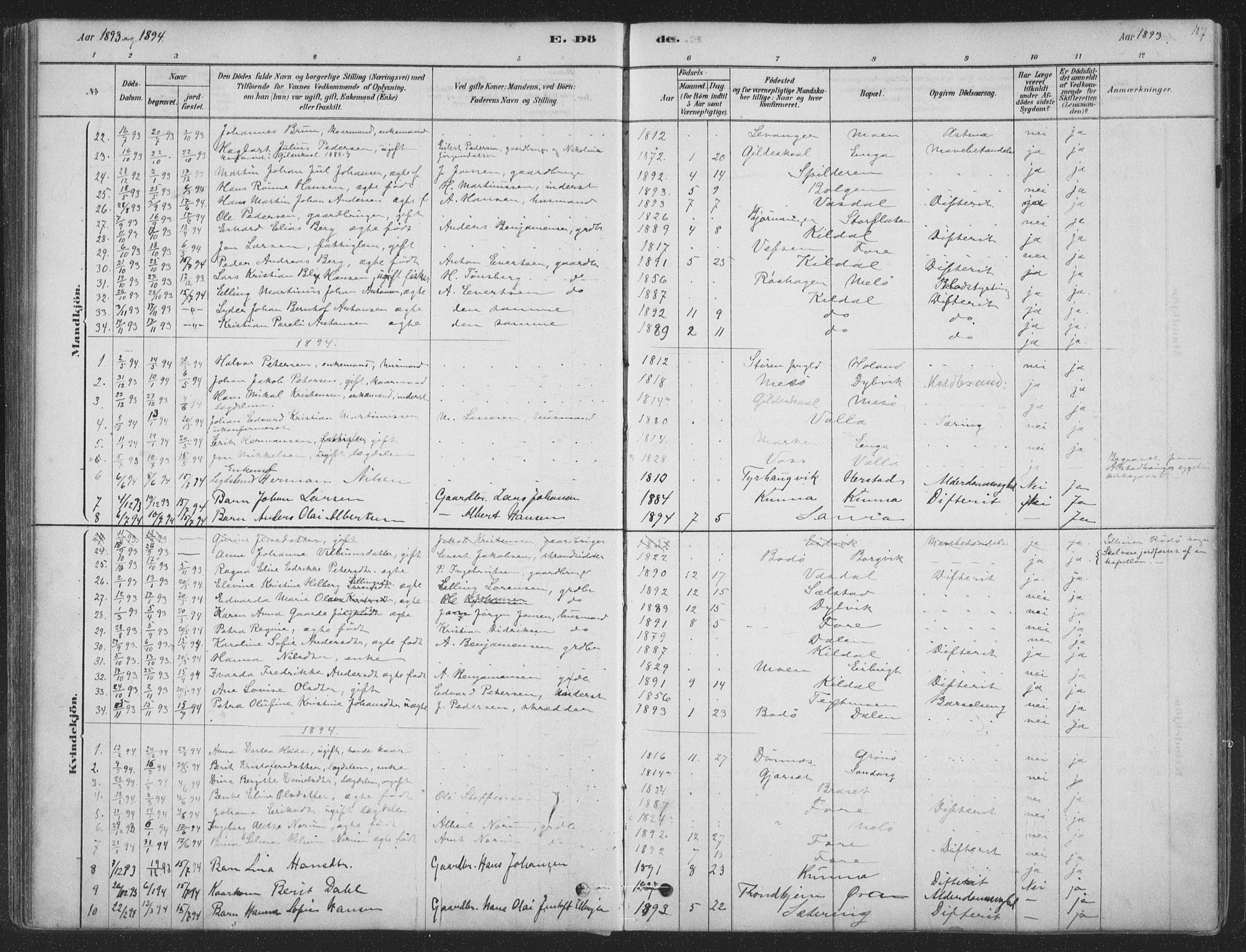 Ministerialprotokoller, klokkerbøker og fødselsregistre - Nordland, AV/SAT-A-1459/843/L0627: Parish register (official) no. 843A02, 1878-1908, p. 107