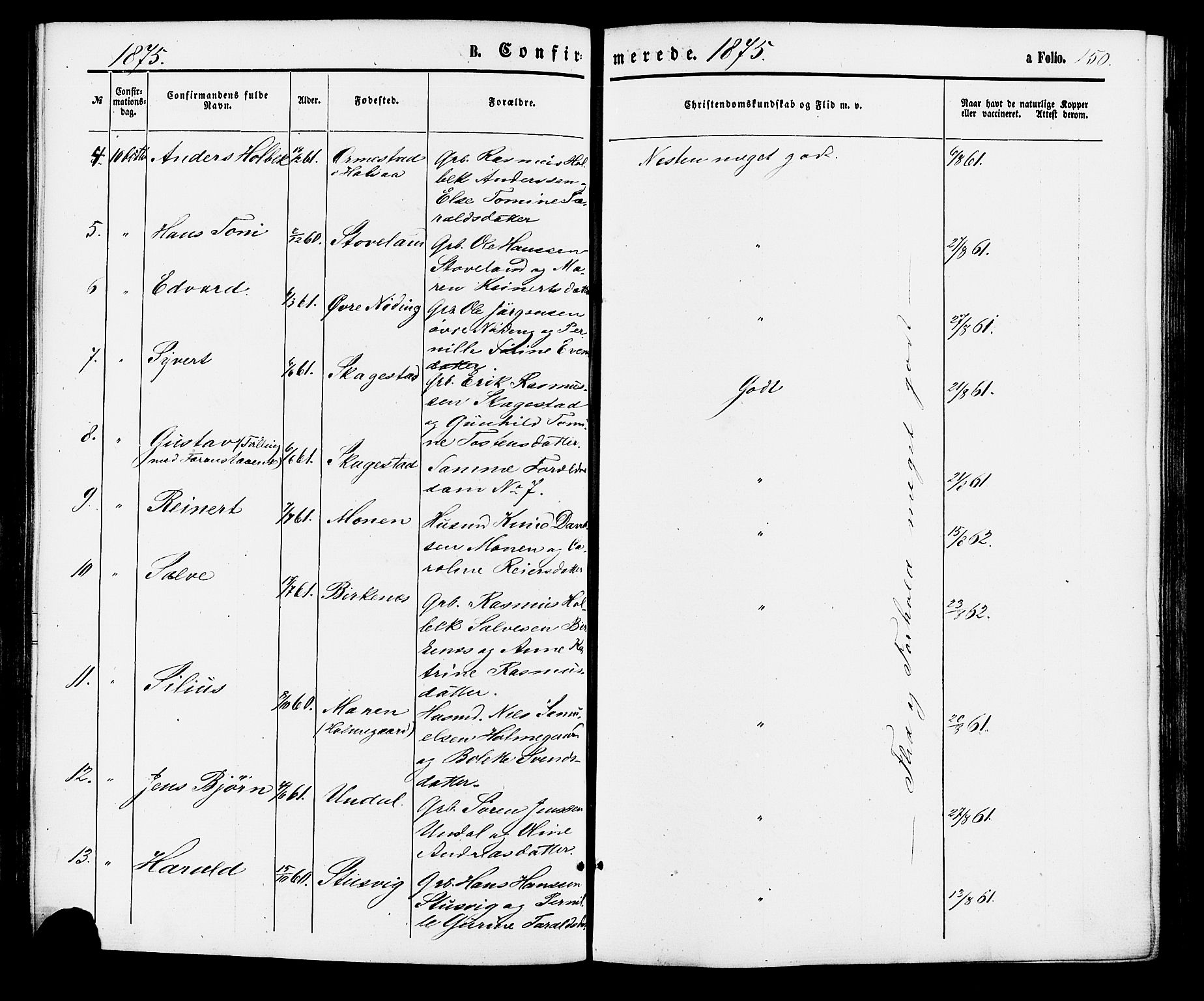 Holum sokneprestkontor, AV/SAK-1111-0022/F/Fa/Faa/L0006: Parish register (official) no. A 6, 1865-1883, p. 151