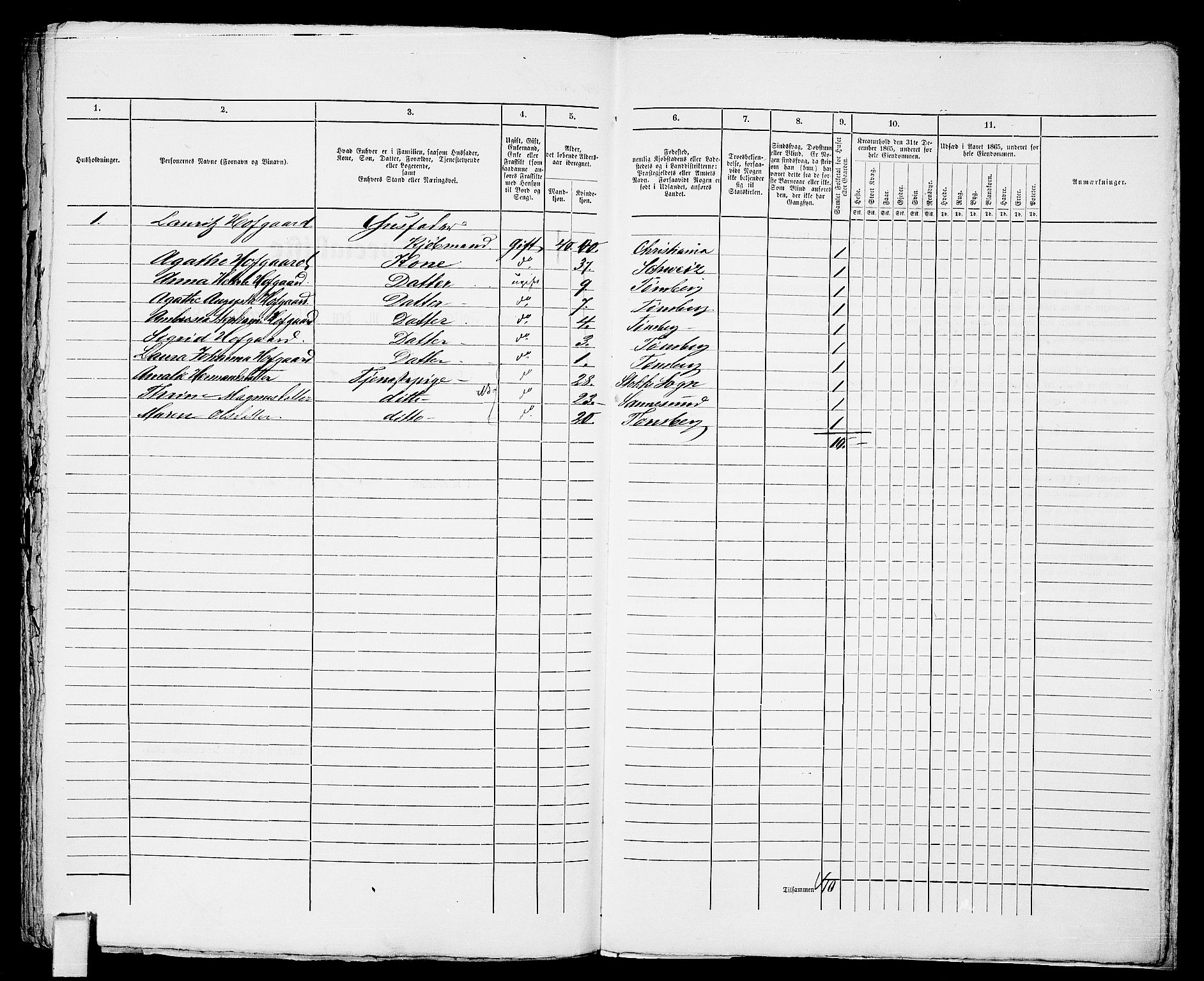 RA, 1865 census for Tønsberg, 1865, p. 353