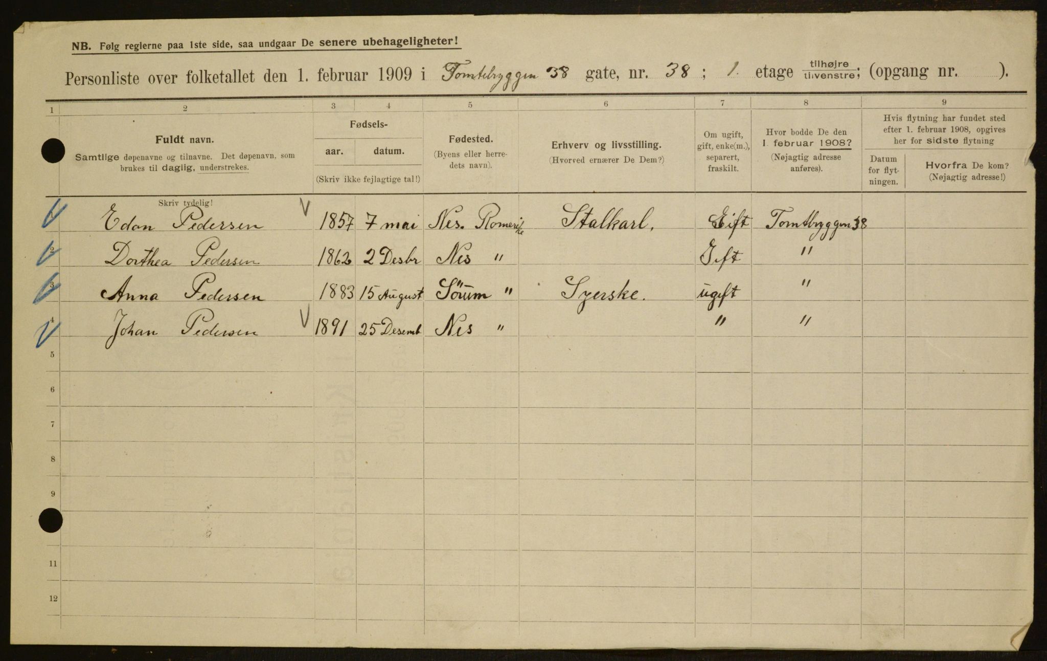 OBA, Municipal Census 1909 for Kristiania, 1909, p. 102835