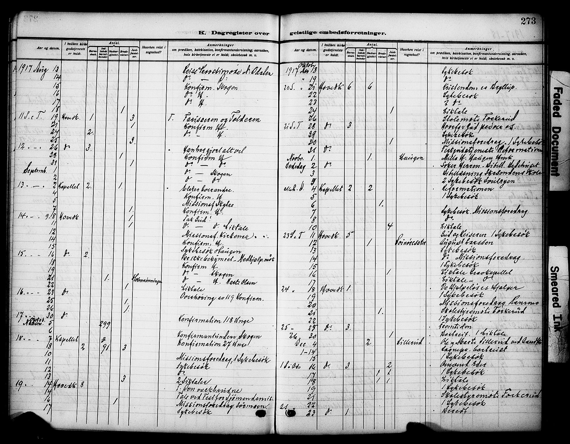 Grue prestekontor, AV/SAH-PREST-036/H/Ha/Haa/L0015: Parish register (official) no. 15, 1911-1922, p. 273