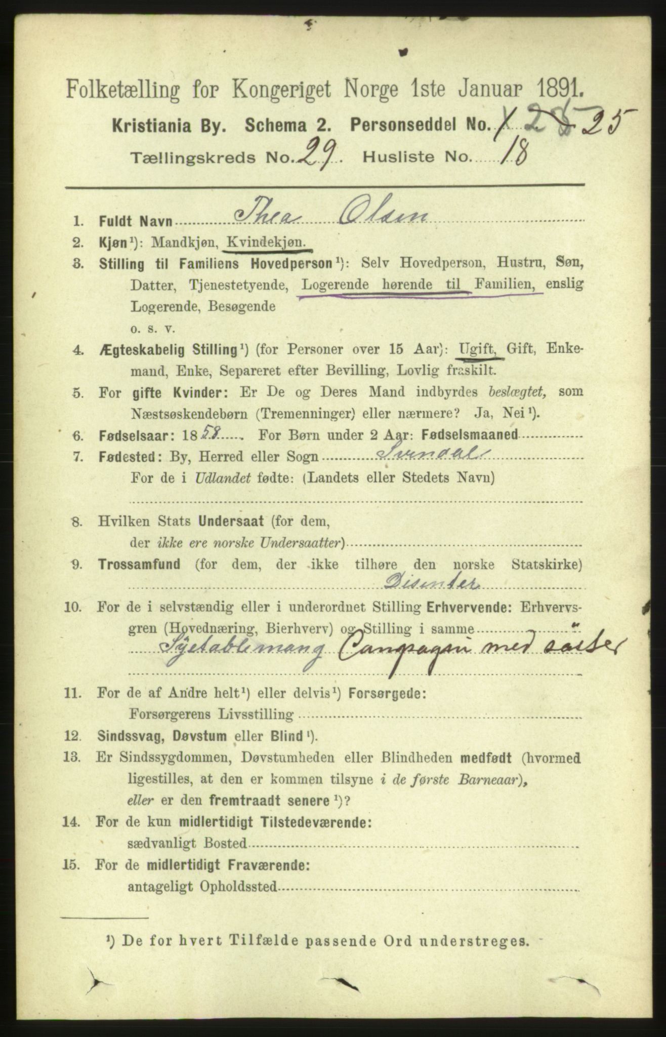 RA, 1891 census for 0301 Kristiania, 1891, p. 15360