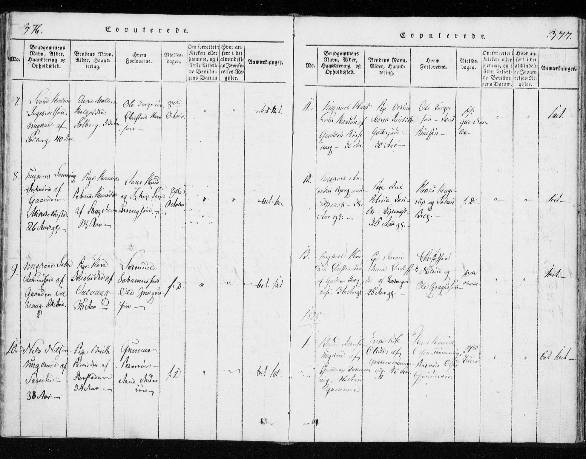 Tranøy sokneprestkontor, SATØ/S-1313/I/Ia/Iaa/L0004kirke: Parish register (official) no. 4, 1820-1829, p. 376-377