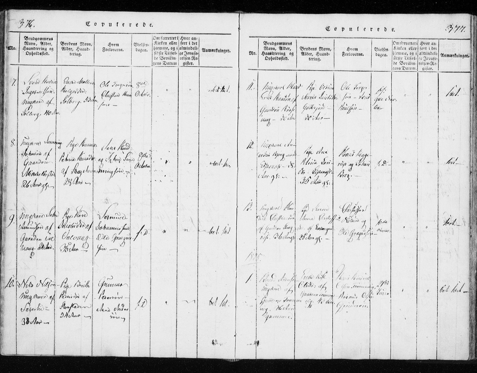 Tranøy sokneprestkontor, AV/SATØ-S-1313/I/Ia/Iaa/L0004kirke: Parish register (official) no. 4, 1820-1829, p. 376-377