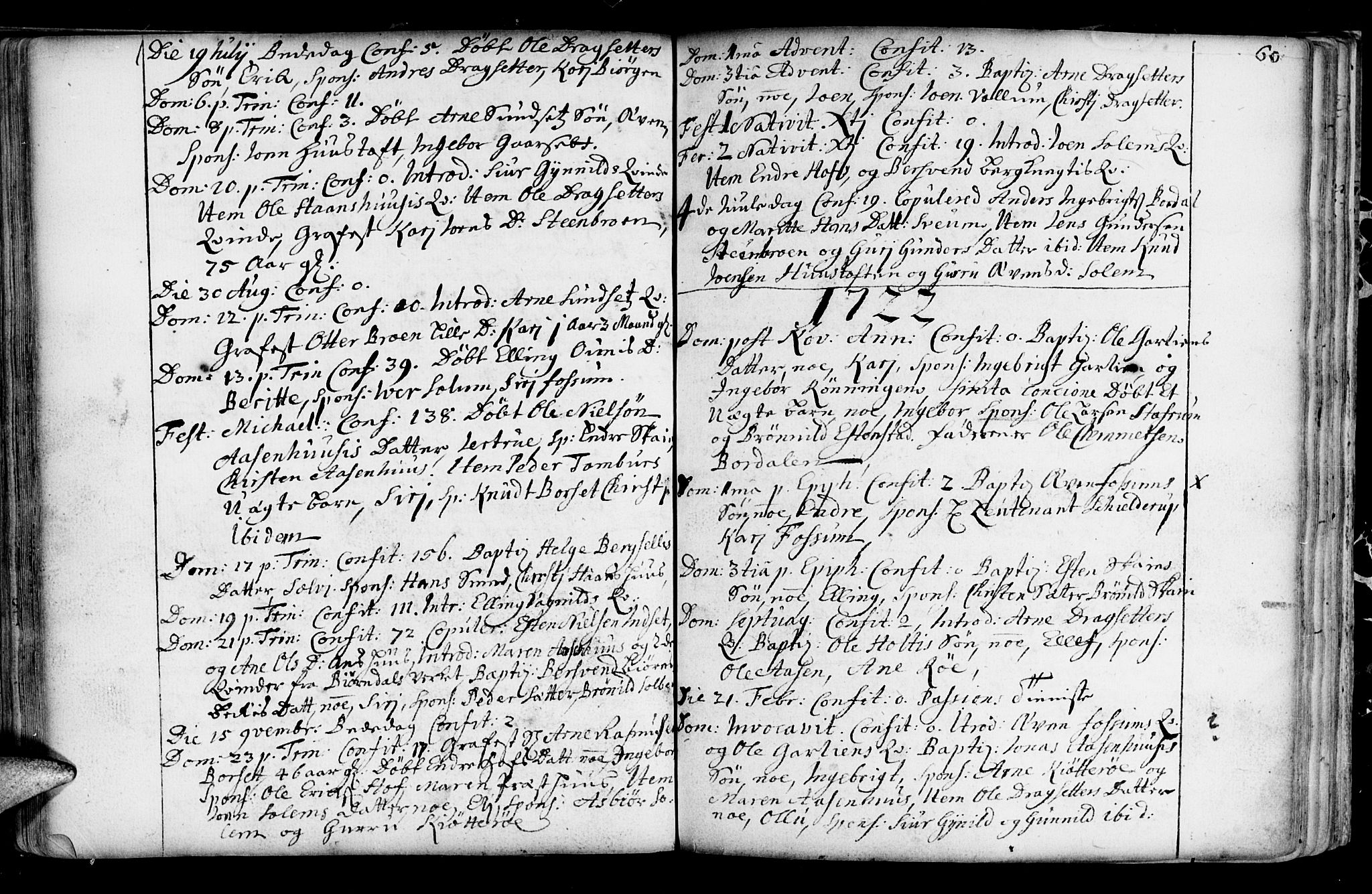 Ministerialprotokoller, klokkerbøker og fødselsregistre - Sør-Trøndelag, SAT/A-1456/689/L1036: Parish register (official) no. 689A01, 1696-1746, p. 60