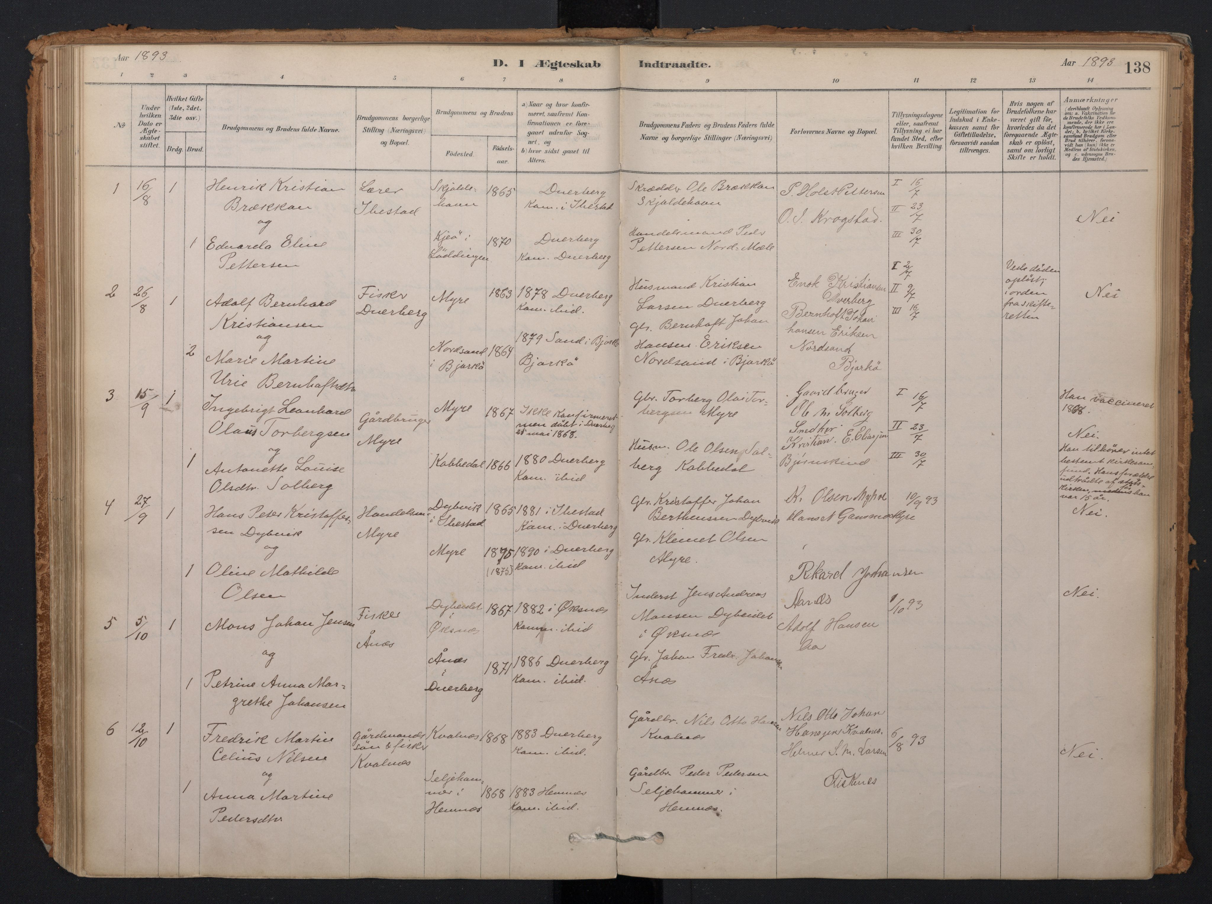 Ministerialprotokoller, klokkerbøker og fødselsregistre - Nordland, AV/SAT-A-1459/897/L1399: Parish register (official) no. 897A06, 1881-1896, p. 138