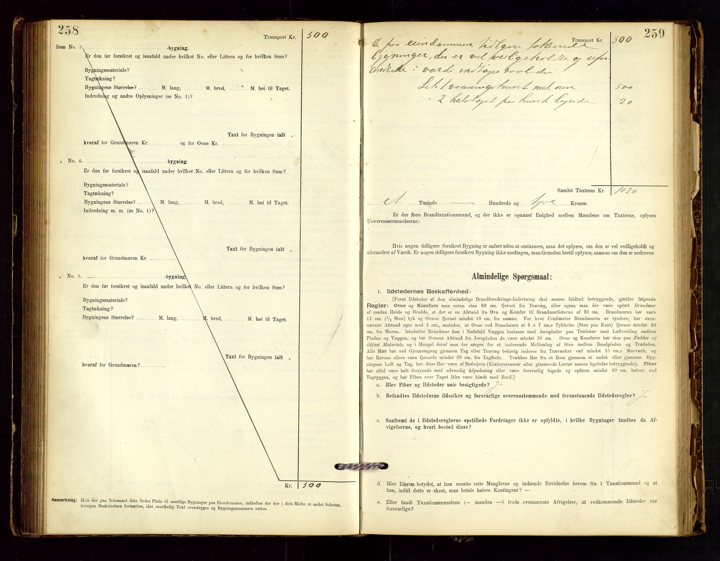 Hjelmeland lensmannskontor, AV/SAST-A-100439/Gob/L0001: "Brandtaxationsprotokol", 1895-1932, p. 258-259