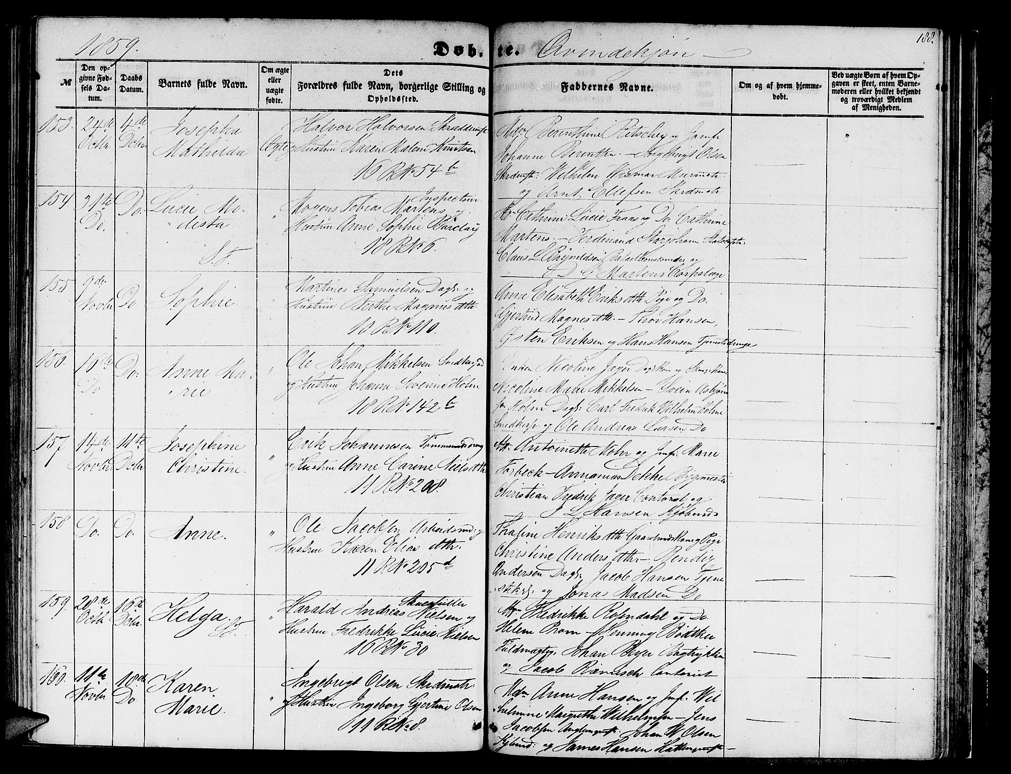 Domkirken sokneprestembete, AV/SAB-A-74801/H/Hab/L0011: Parish register (copy) no. B 4, 1856-1862, p. 188