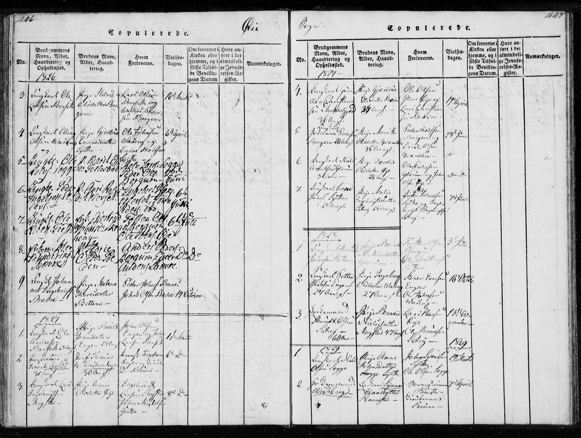 Ministerialprotokoller, klokkerbøker og fødselsregistre - Møre og Romsdal, AV/SAT-A-1454/595/L1041: Parish register (official) no. 595A03, 1819-1829, p. 446-447