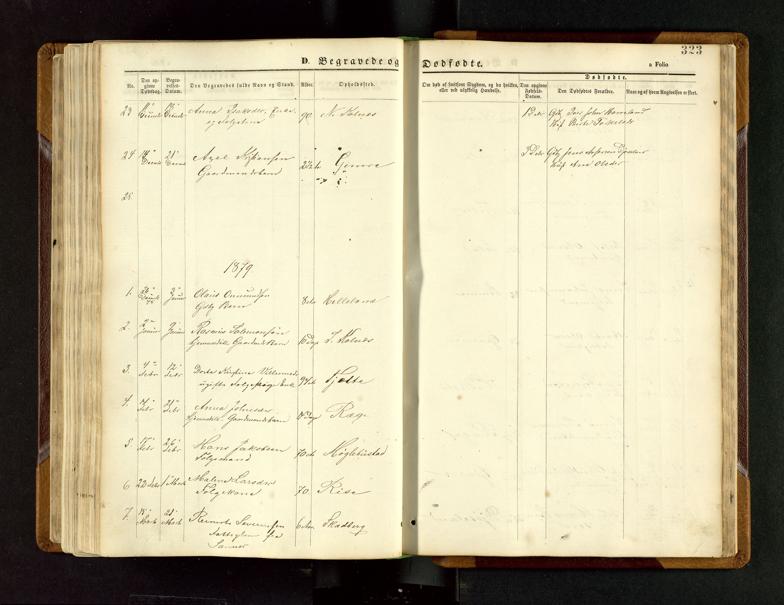Håland sokneprestkontor, SAST/A-101802/001/30BB/L0003: Parish register (copy) no. B 3, 1873-1893, p. 323