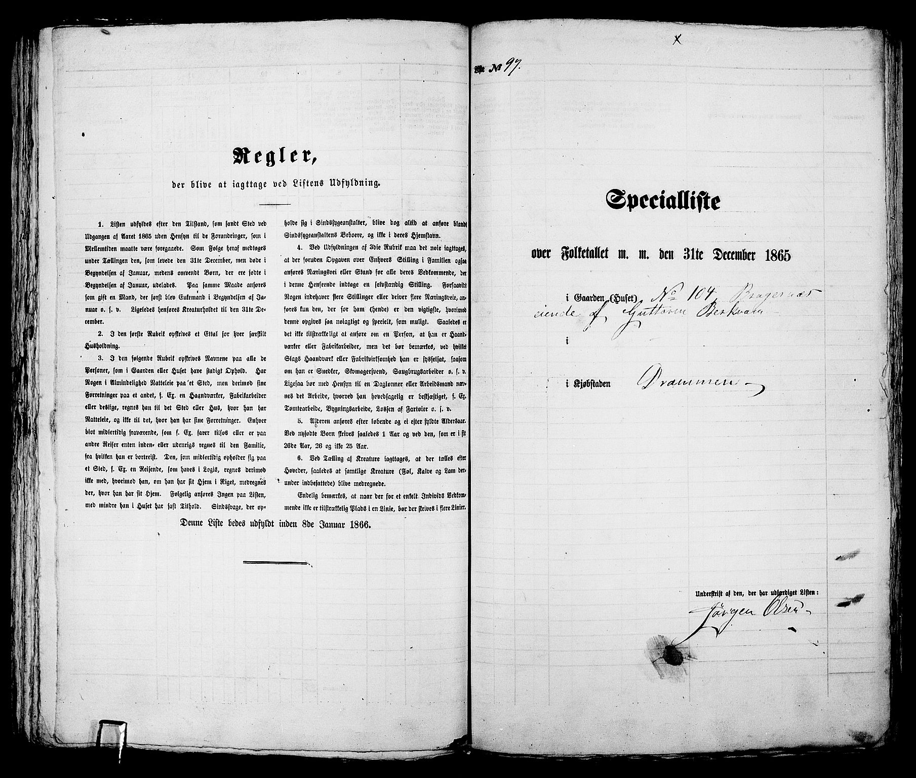 RA, 1865 census for Bragernes in Drammen, 1865, p. 213