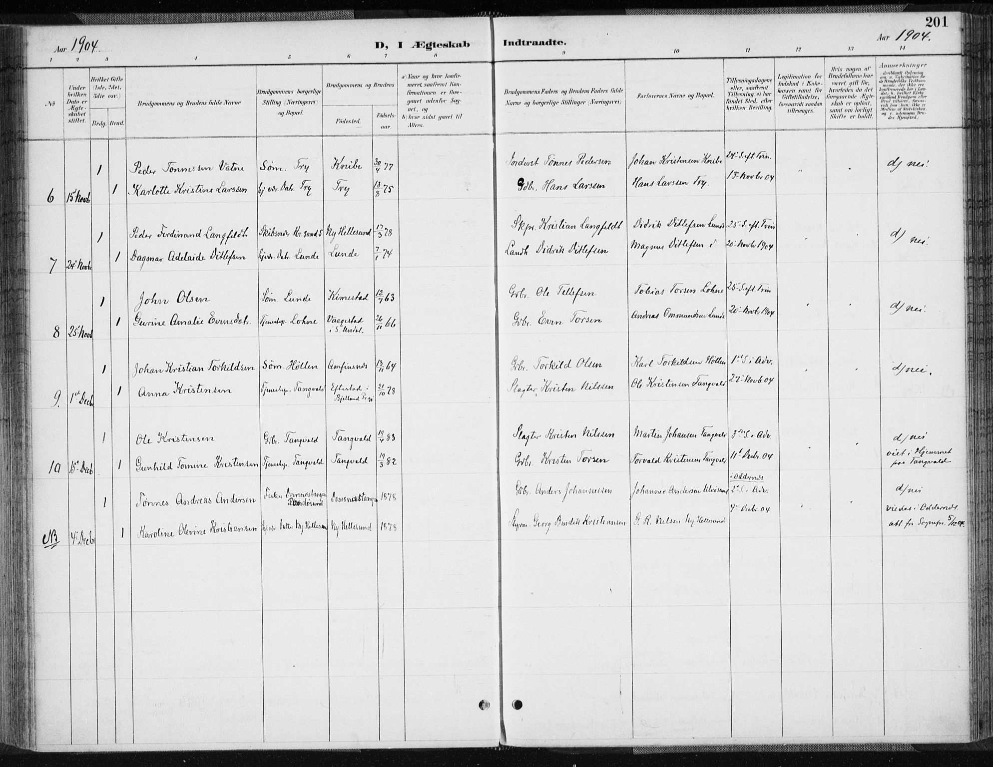 Søgne sokneprestkontor, SAK/1111-0037/F/Fa/Fab/L0013: Parish register (official) no. A 13, 1892-1911, p. 201