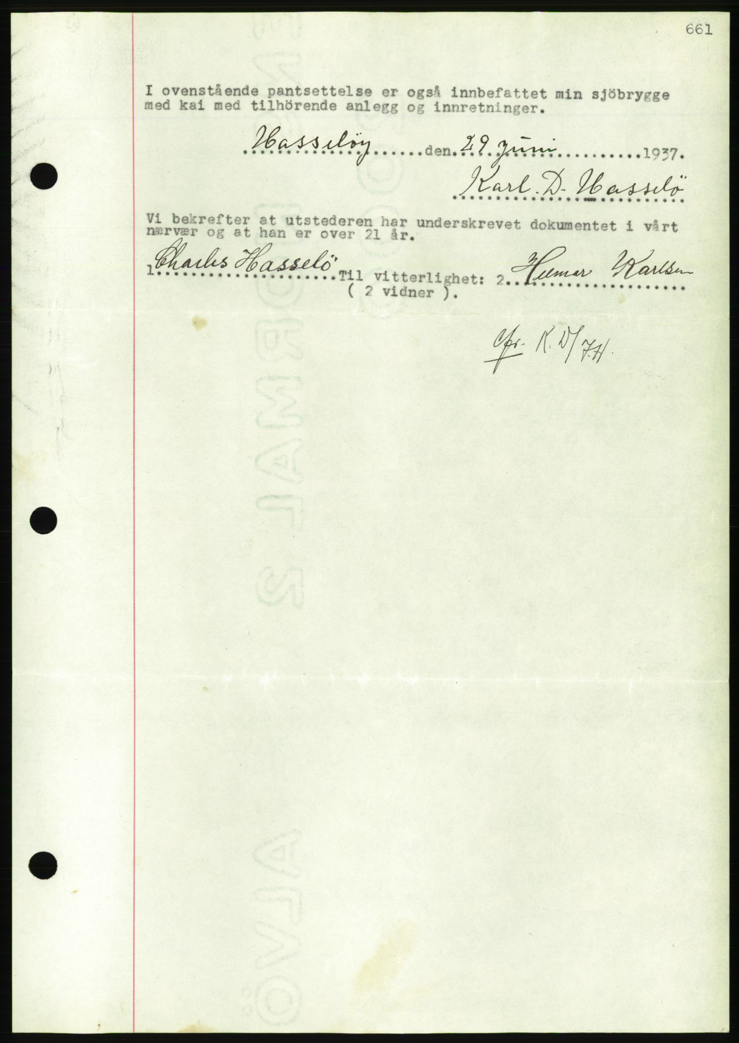 Nordmøre sorenskriveri, AV/SAT-A-4132/1/2/2Ca/L0091: Mortgage book no. B81, 1937-1937, Diary no: : 1794/1937