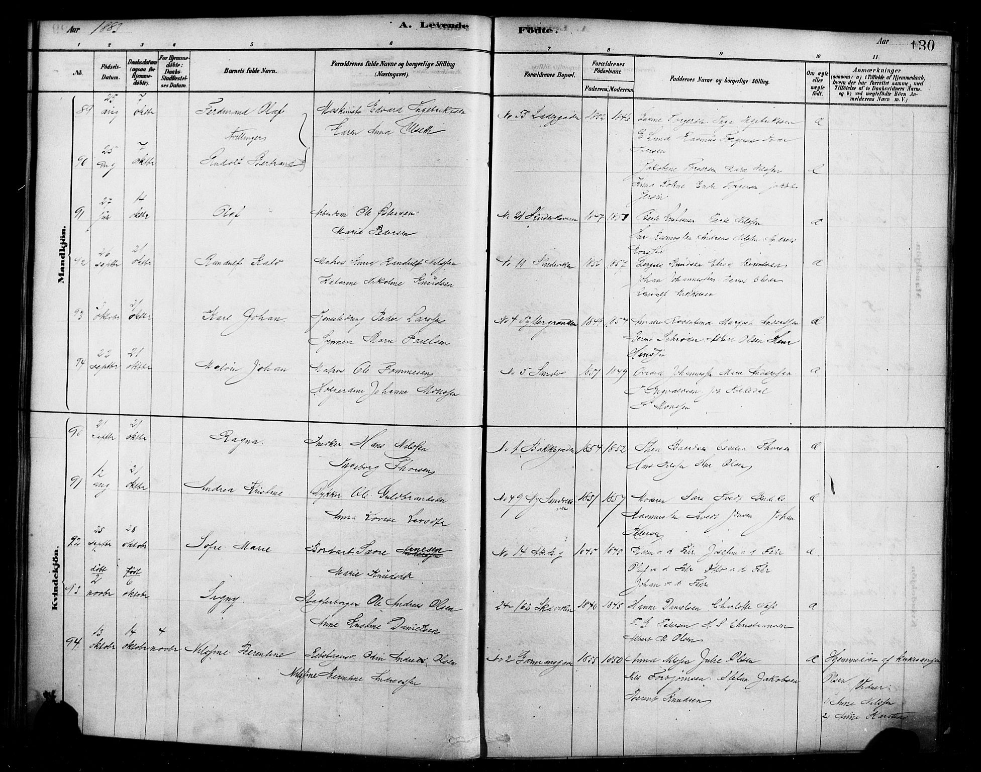 Sandviken Sokneprestembete, AV/SAB-A-77601/H/Ha/L0004: Parish register (official) no. B 1, 1878-1891, p. 130