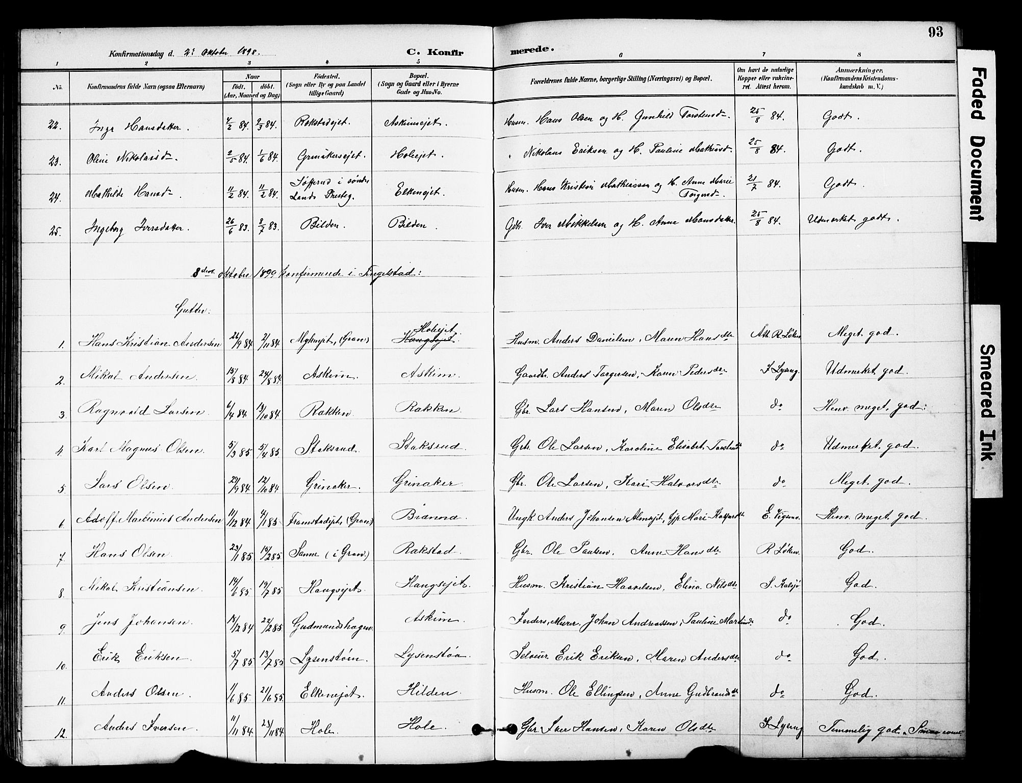 Brandbu prestekontor, SAH/PREST-114/H/Ha/Hab/L0006: Parish register (copy) no. 6, 1893-1902, p. 93