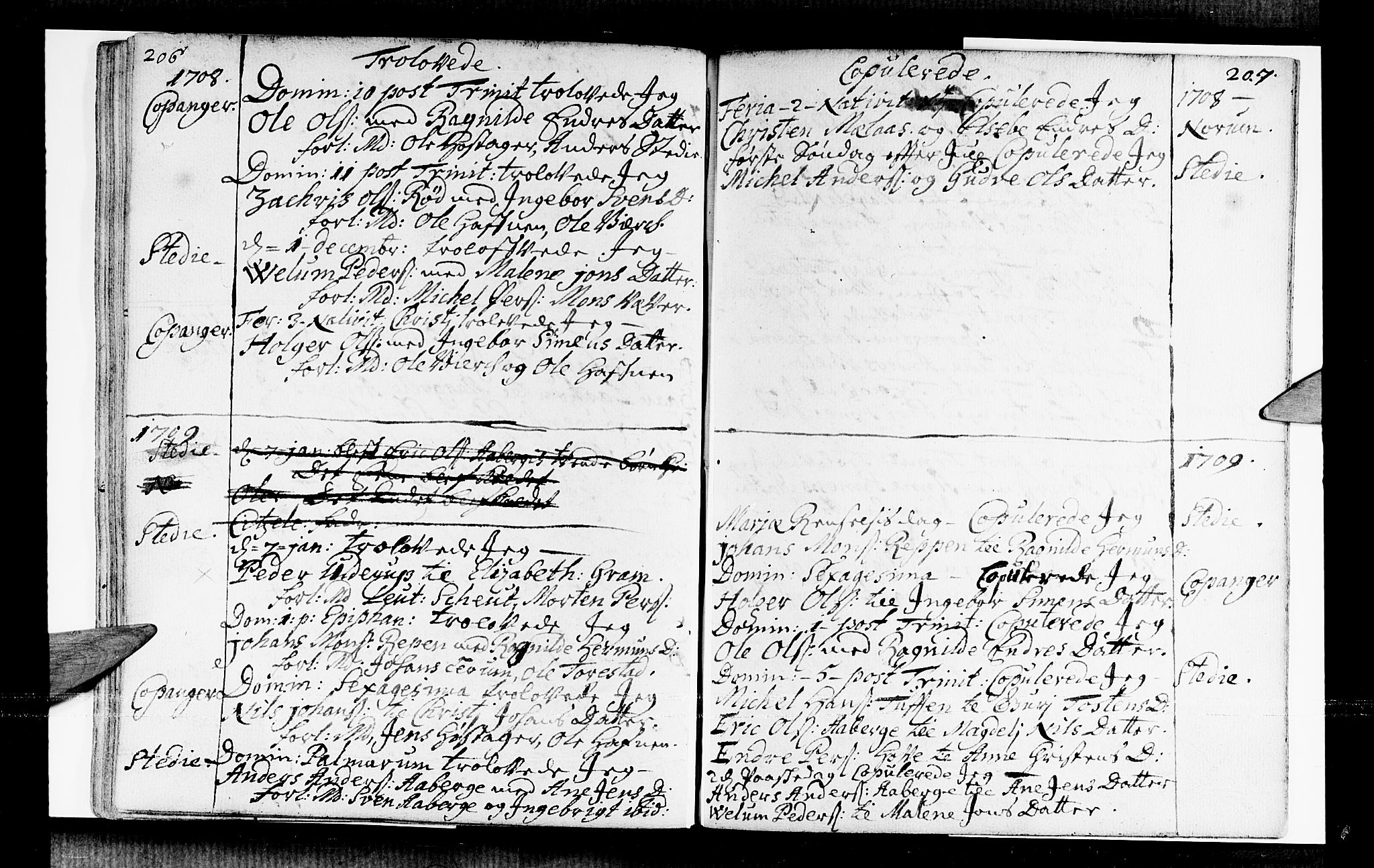 Sogndal sokneprestembete, SAB/A-81301/H/Haa/Haaa/L0001: Parish register (official) no. A 1, 1689-1713, p. 206-207